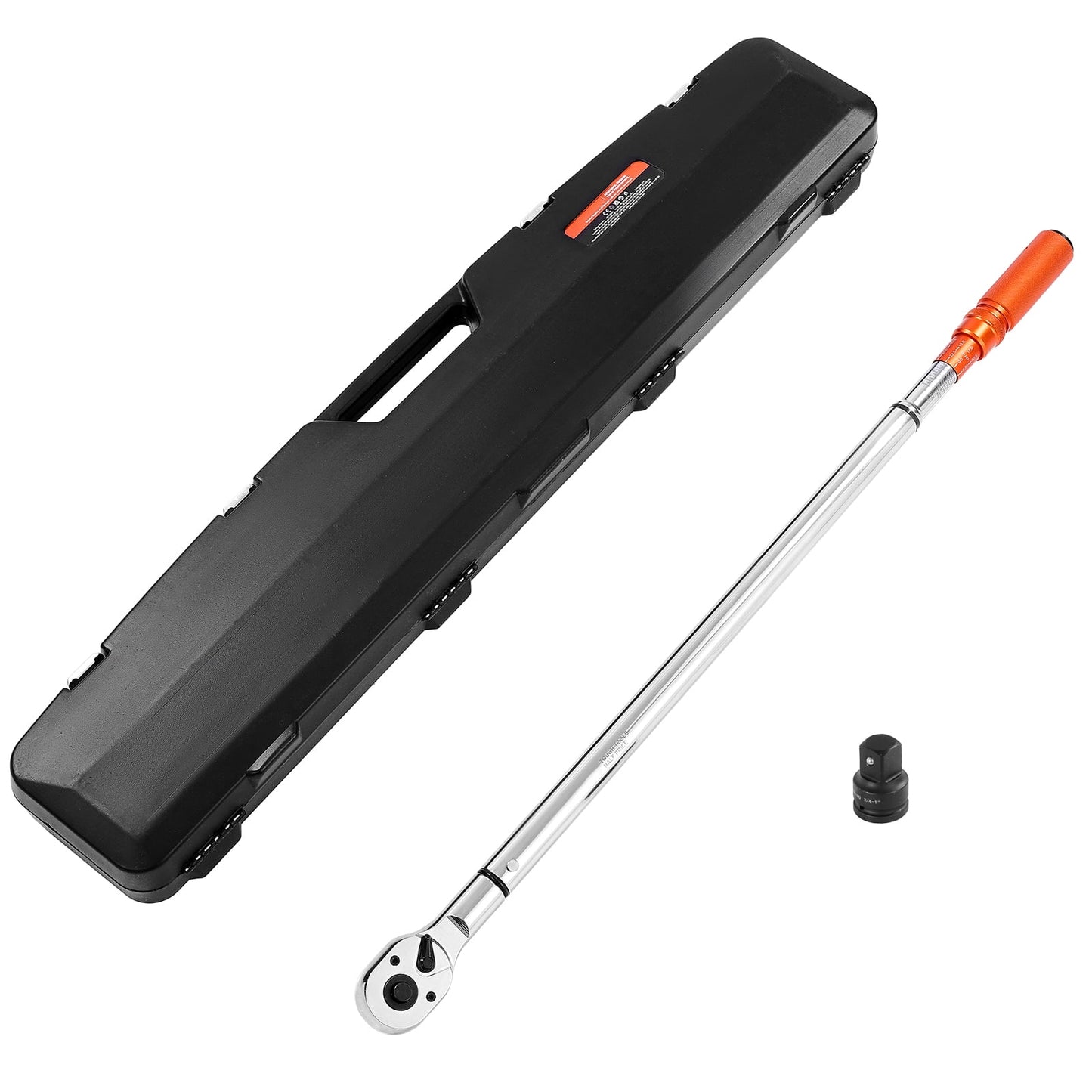 KFFKFF 3/4 Inch Drive Click Torque Wrench, 100-600 lbf-ft / 136-814 N.m, Dual-Direction Tool with Dual Range Scales, 48-Tooth Design, ±3% Accuracy, Alloy Steel Construction for Vehicle Maintenance