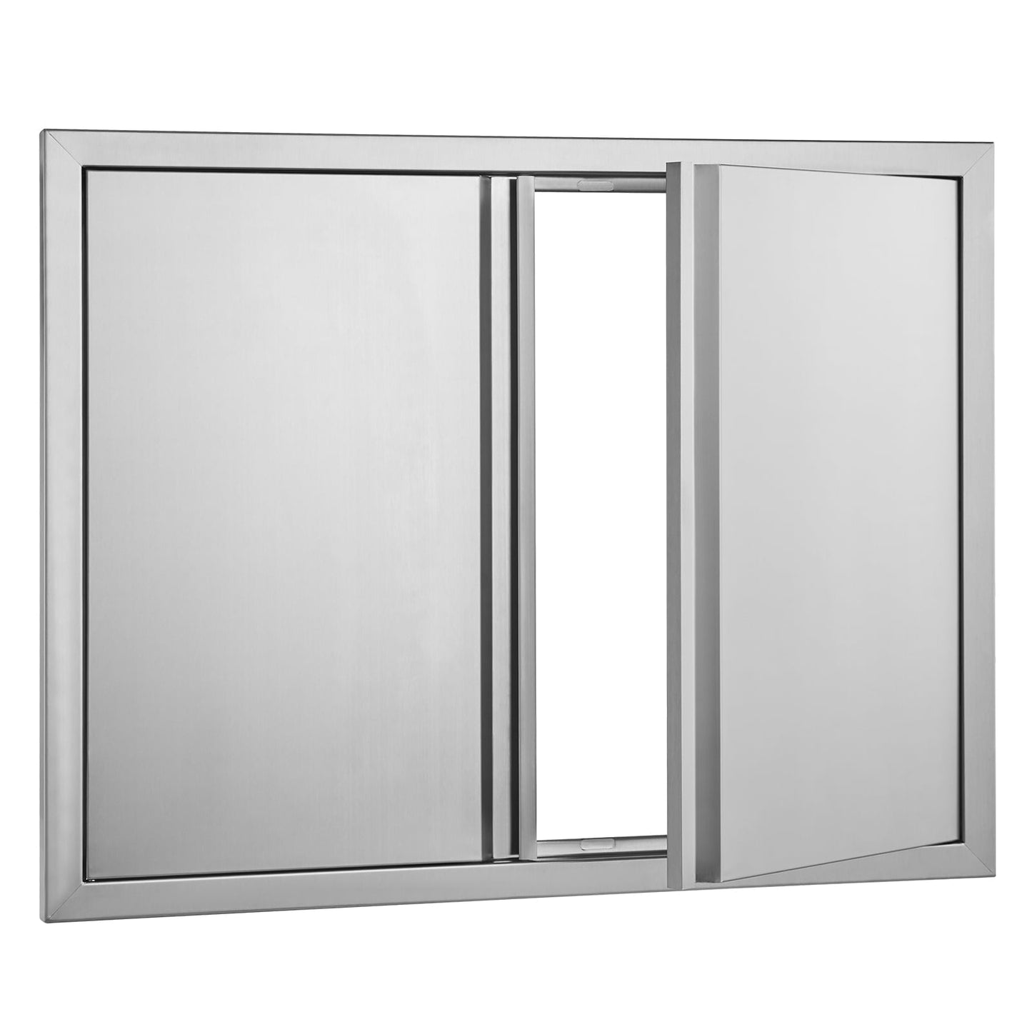 KFFKFF 31W x 24H Inch Double BBQ Access Door, Stainless Steel Flush Mount Design with Recessed Handles, Suitable for Outdoor Kitchens, Grilling Stations, and Storage Cabinets