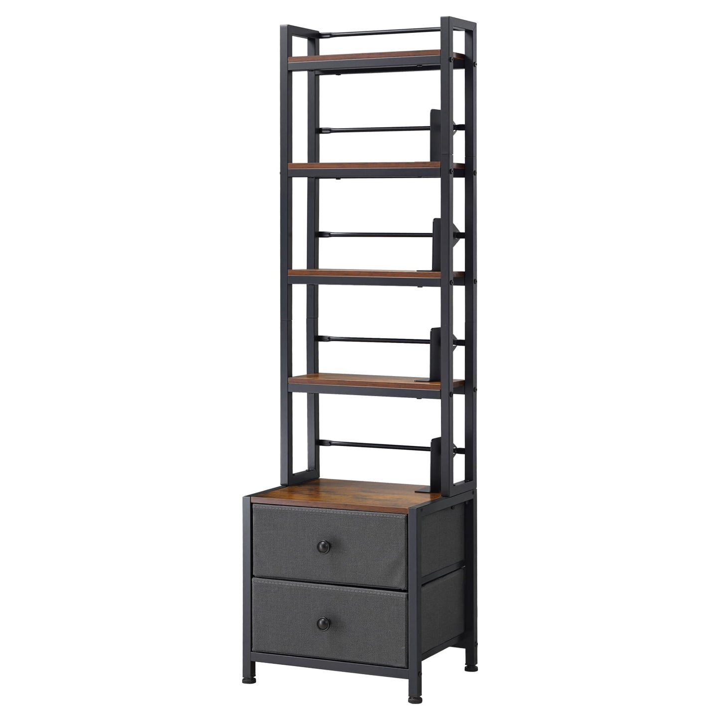 KFFKFF Gabinete de Almacenamiento de Medios de 4 Estantes con Cajones, Organizador de 15.75 x 11.81 x 56.50 in para CD, DVDs, Libros y Juegos, Ideal para Sala de Estar U Oficina en Casa