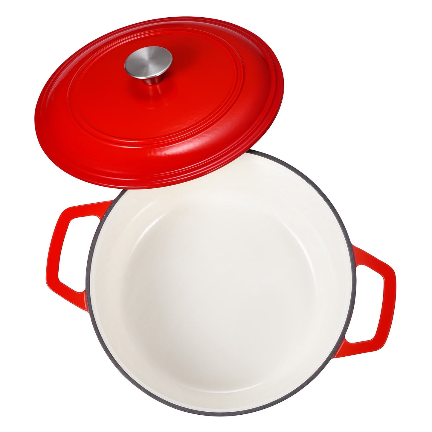 KFFKFF Enameled Cast Iron Dutch Oven, 6 Quart Pot with Lid and Side Handles, Durable Heavy-Duty Cookware, Compatible with Oven and Induction up to 500℉, Ideal for Braising, Stews, Roasting