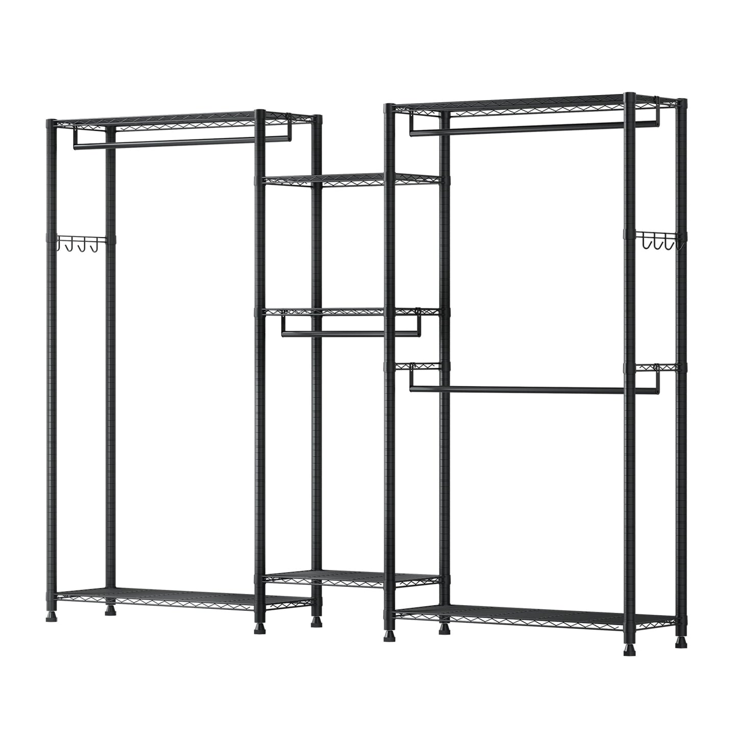 KFFKFF Heavy-Duty Garment Rack with Adjustable Tiers, Steel Frame Closet Organizer, 850 lbs Capacity, Includes 4 Hanging Rods for Bedroom, Hallway, or Clothing Store