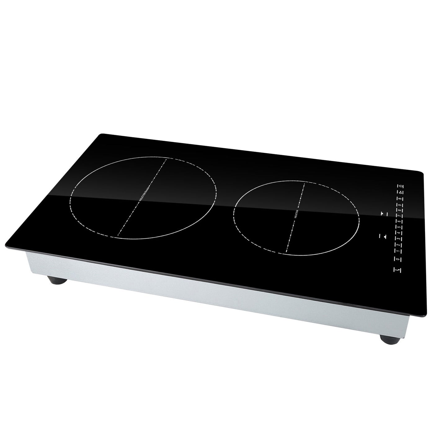 KFFKFF Induction Cooking Plate, Dual Burners, 12'' Magnetic Built-in Stove, 3000W Power, 9 Adjustable Heat Levels, LED Touch Display with Child Safety Lock & Overheat Protection