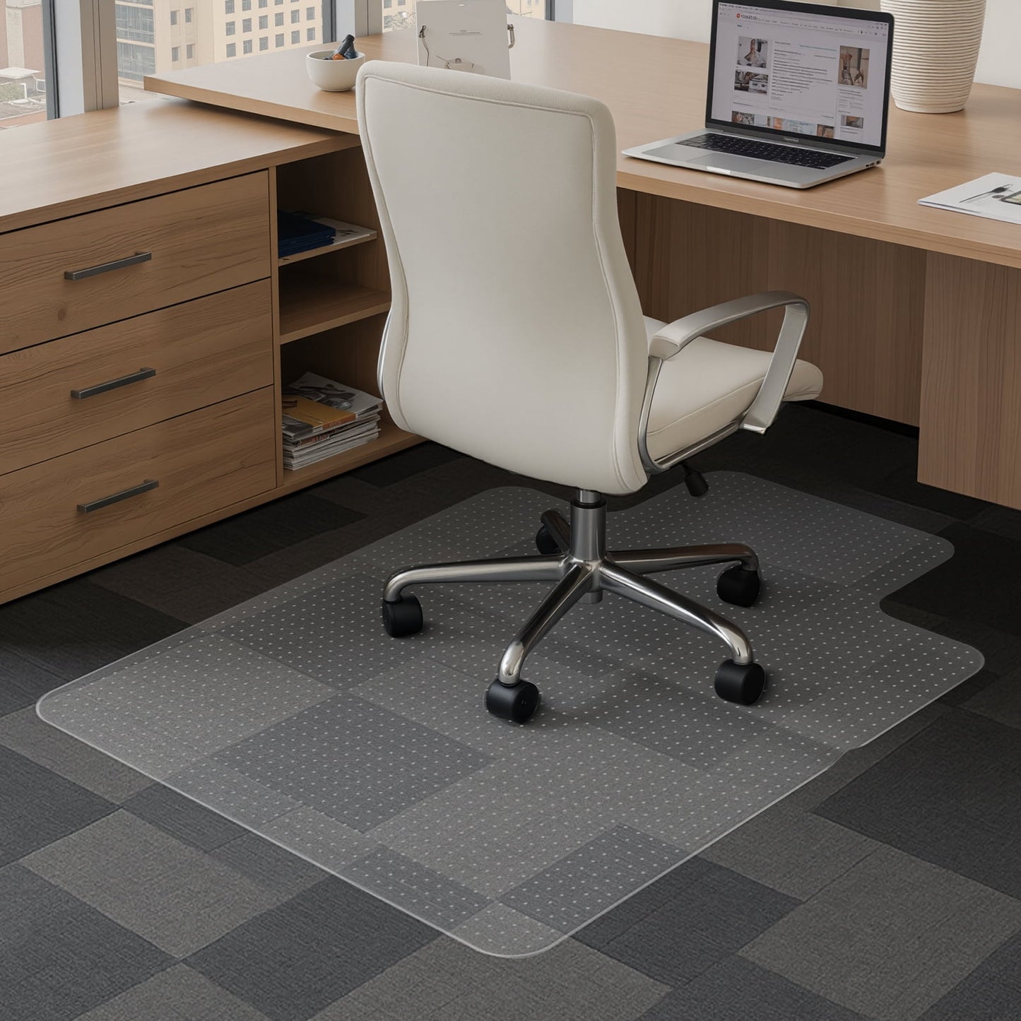 KFFKFF Office Chair Mat with Lip, 36 x 48-inch Clear Floor Mat for Carpets, Floor Protector Mat for Desk Chair, Clear Table Pad, Table Cover