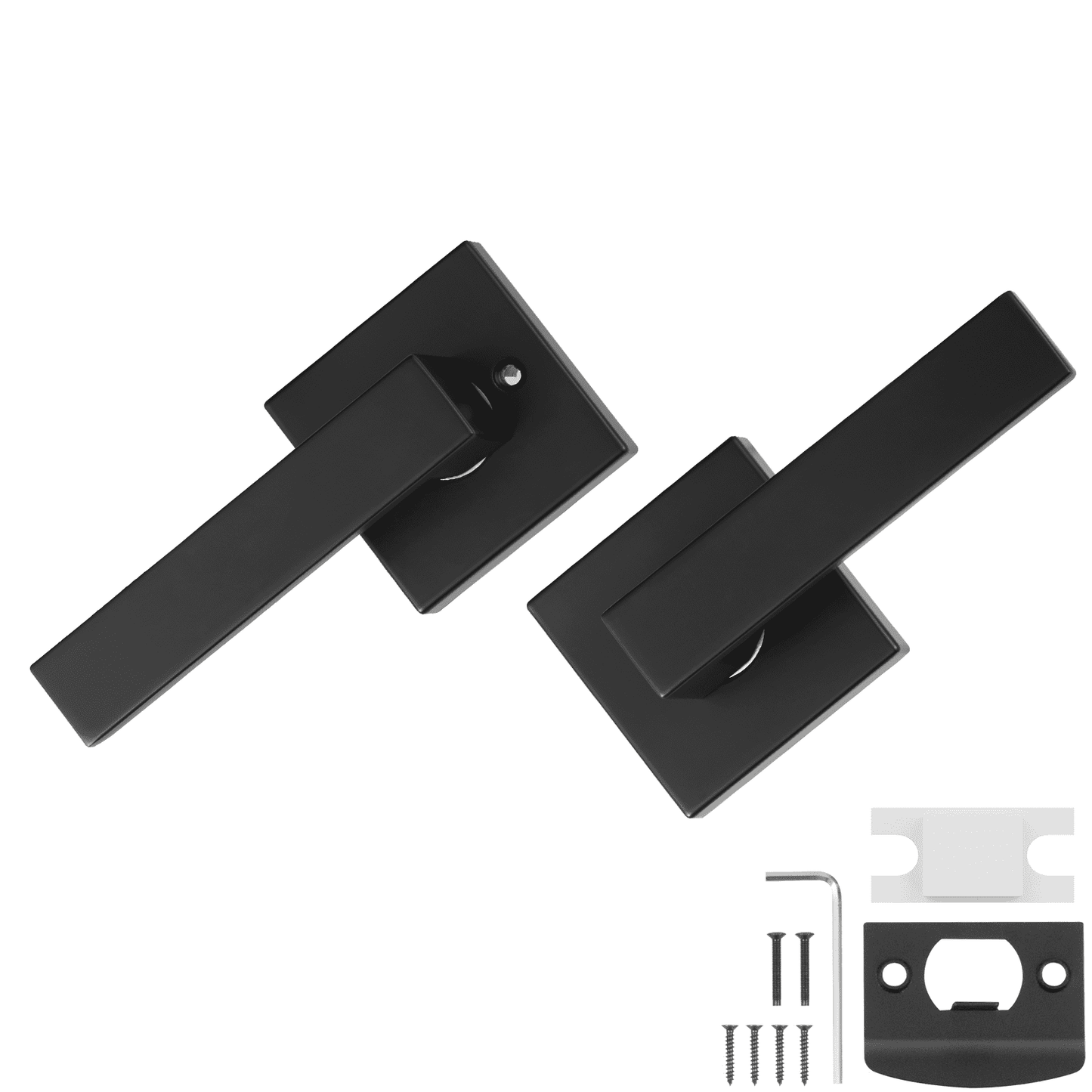 KFFKFF Passage Door Handle, 6 Pack Matte Black Lever, Reversible for Left or Right Hand Use, Non-Locking Design, 45° Easy Rotation, Universal Square Style for Hallways, Closets, and Meeting Rooms