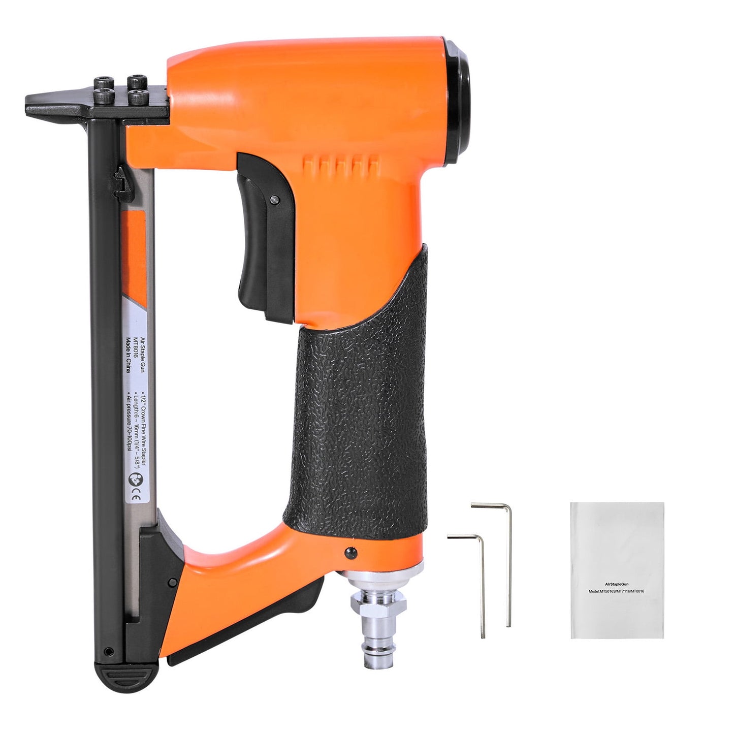KFFKFF Pneumatic Staple Gun, 21 Gauge Air Upholstery Stapler for 80 Series Fine Wire Staples, 1/2" Crown, 1/4"-5/8" Length, Holds up to 150 Staples for Upholstery, Woodworking, and DIY Tasks
