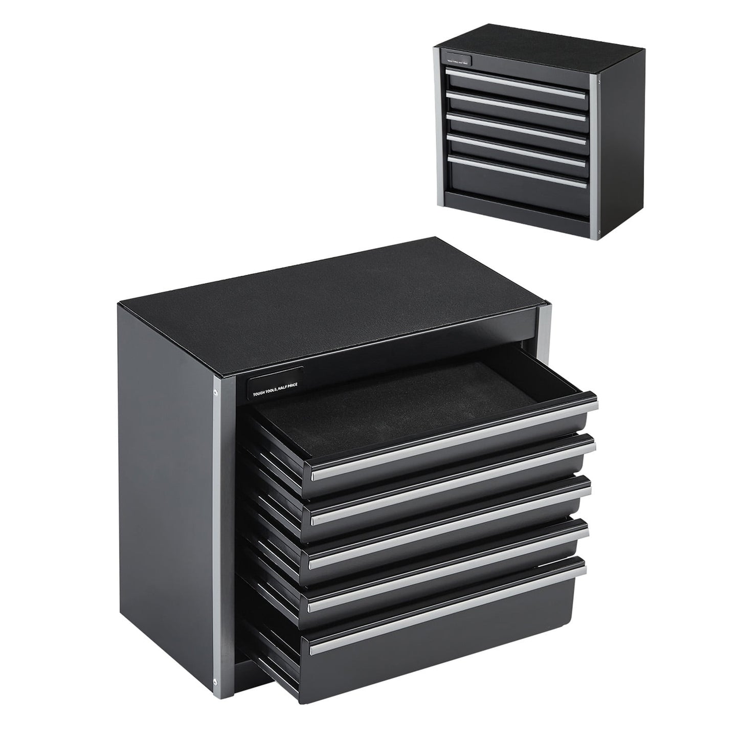 KFFKFF Portable Metal Tool Box, 8.6-inch, Compact Metal Tool Chest with 5 Drawers, Durable Steel Construction with EVA Liners and Non-Slip Feet, Smooth Ball Bearing Slides