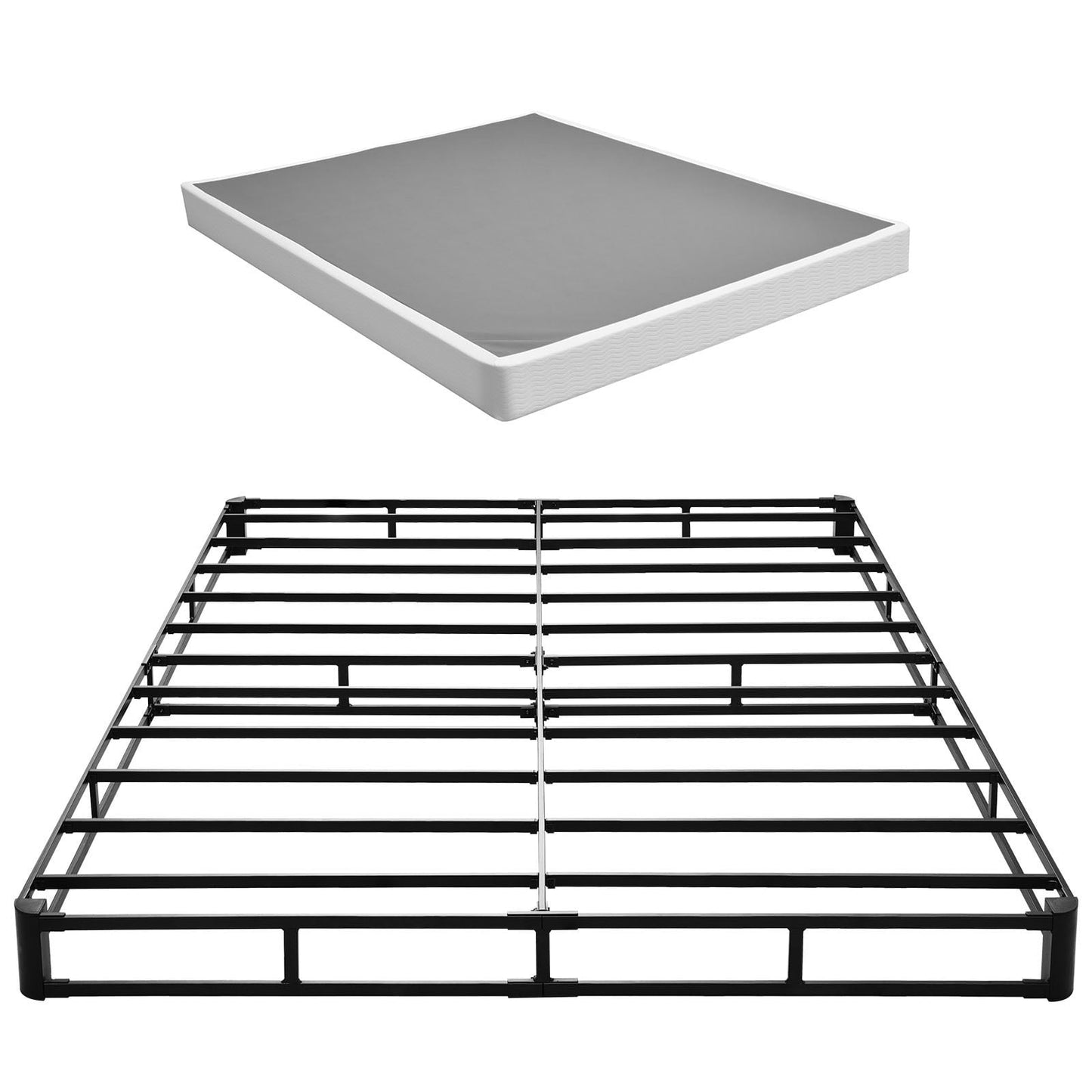 KFFKFF Queen Size Box Spring with Washable Fabric Cover, Sturdy Metal Frame for Mattress Support, 5.1-Inch Foundation, 3500 lbs Weight Capacity, Simple Assembly, Dimensions: 79.1 x 59.6 x 5.1 in