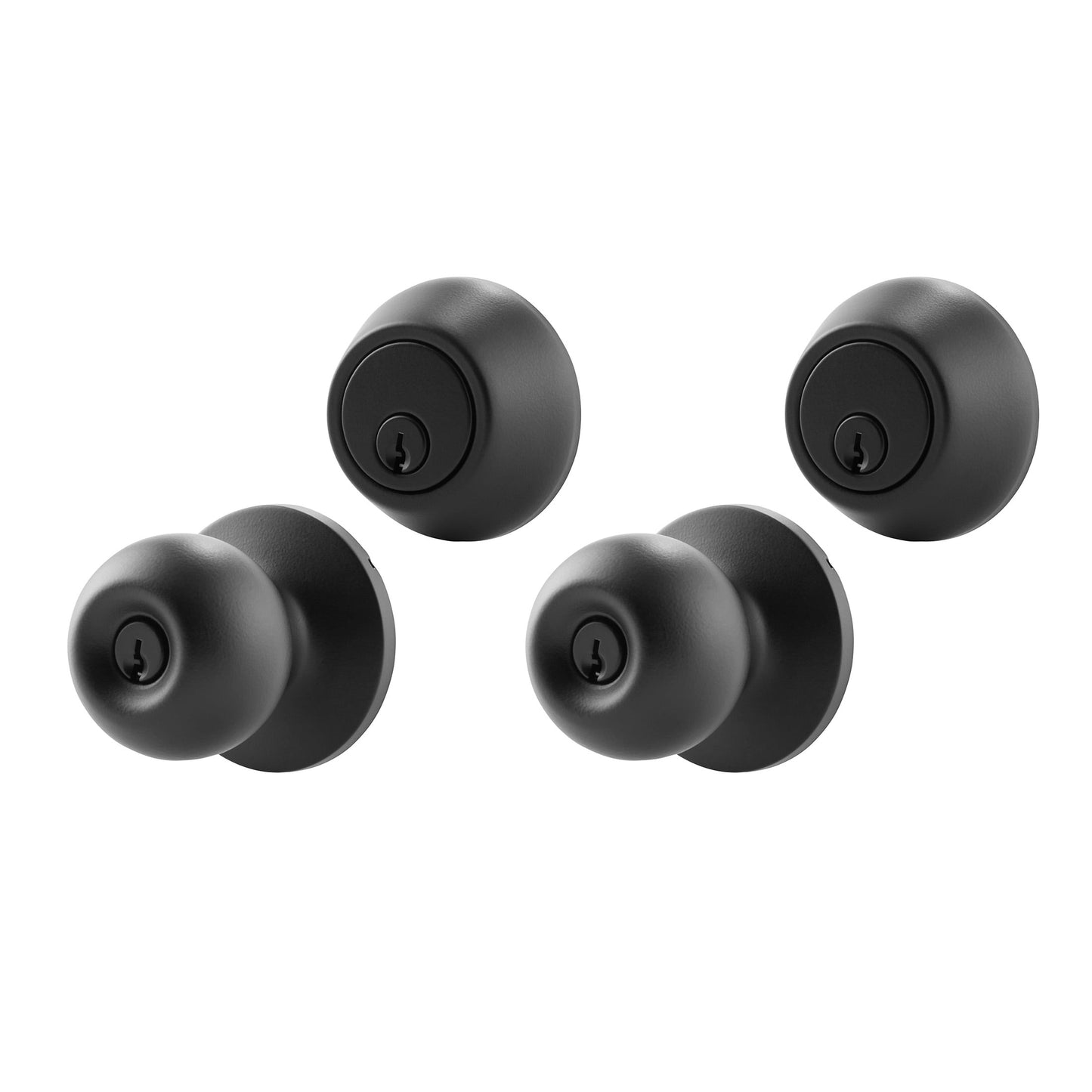 Hyper Tough Keyed Entry Ball Doorknob and Deadbolt Twin Combo Pack, Matte Black
