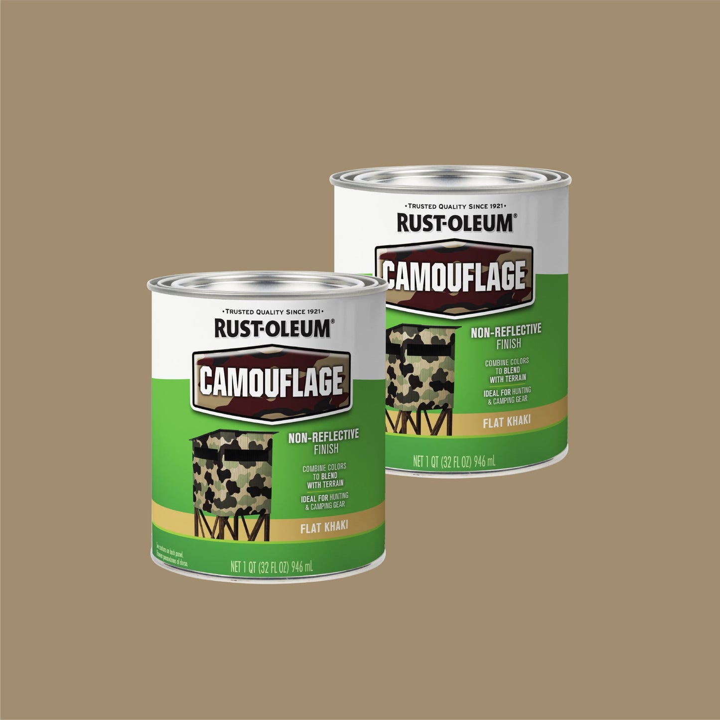 2 Pack, Khaki, Rust-Oleum Specialty Camouflage Spray Paint-379562, 1 qt