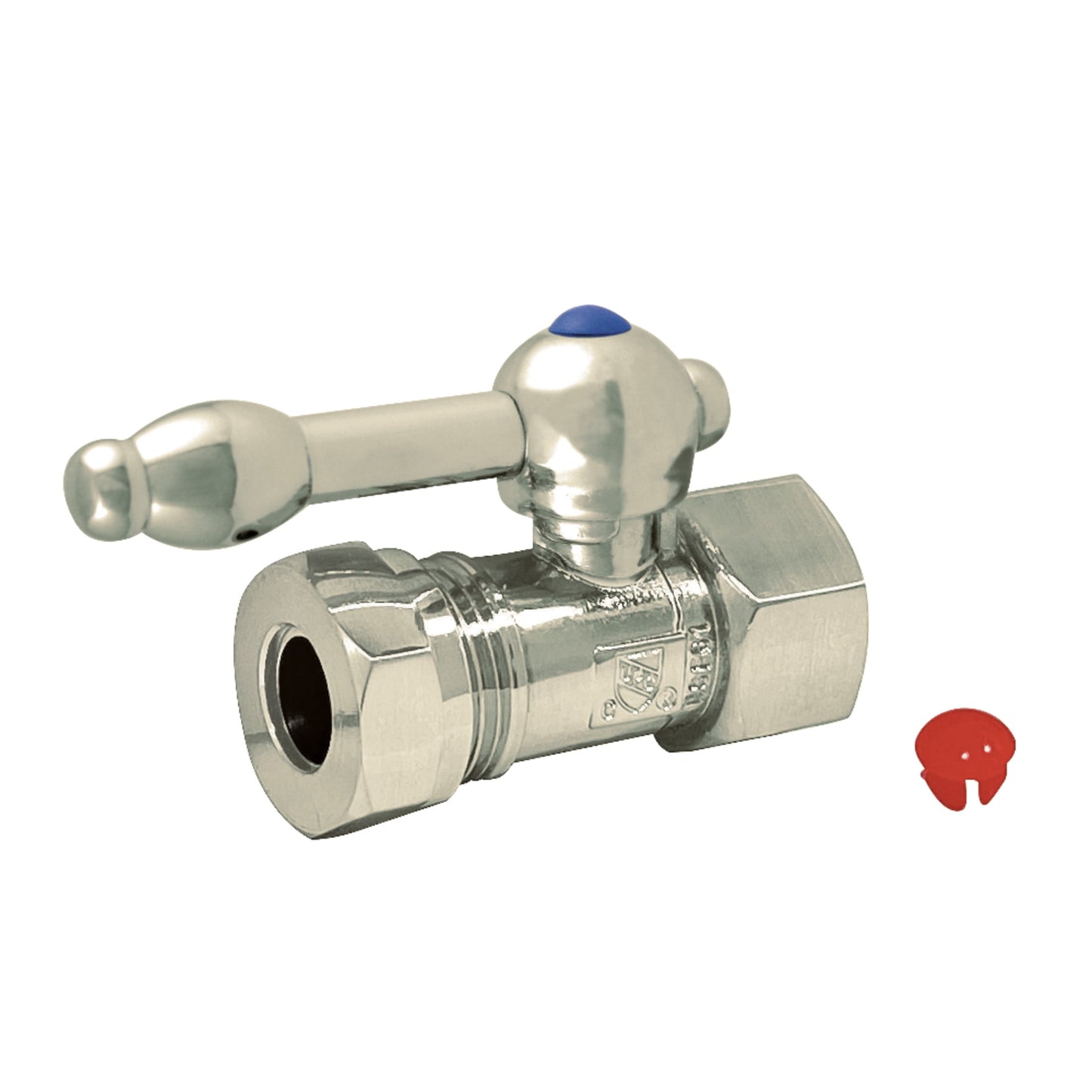 Kingston Brass CC44158KL 1/2-Inch FIP x 1/2-Inch or 7/16-Inch Slip Joint Quarter-Turn Straight Shut-Off Valve in Brushed Nickel