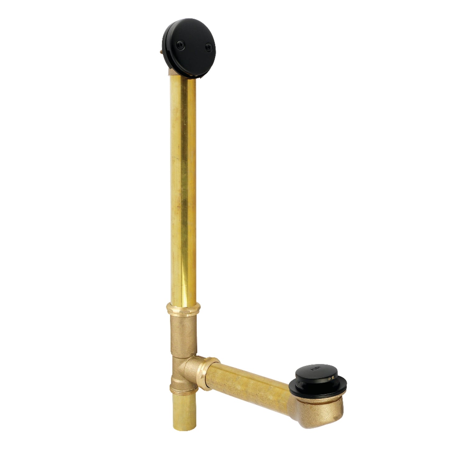 Kingston Brass DTT2160MB 21-Inch Brass Standard Mount Toe Touch Tub Waste and Overflow in Matte Black