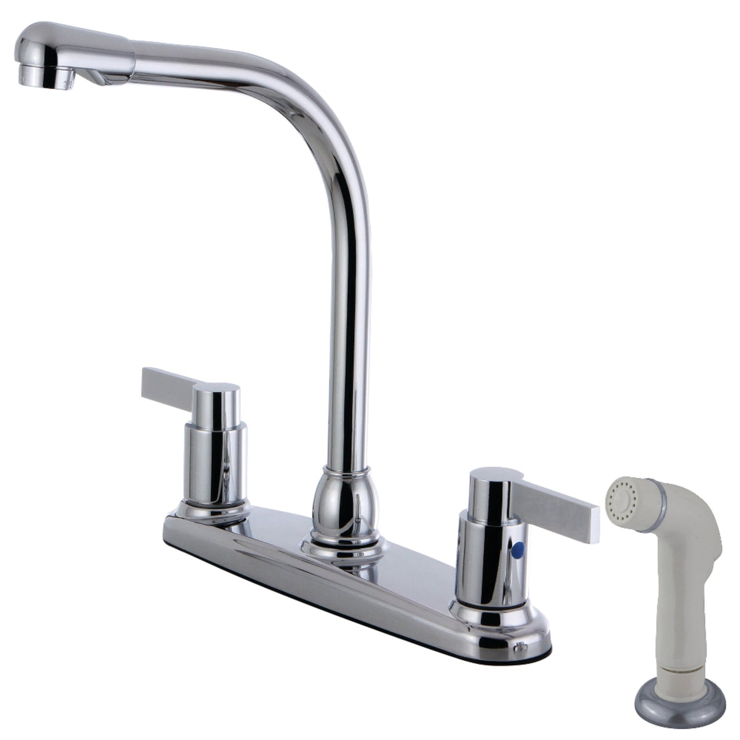 Kingston FB2751NDL NuvoFusion Two-Handle 4-Hole 8" Centerset Kitchen Faucet with Side Sprayer in Polished Chrome