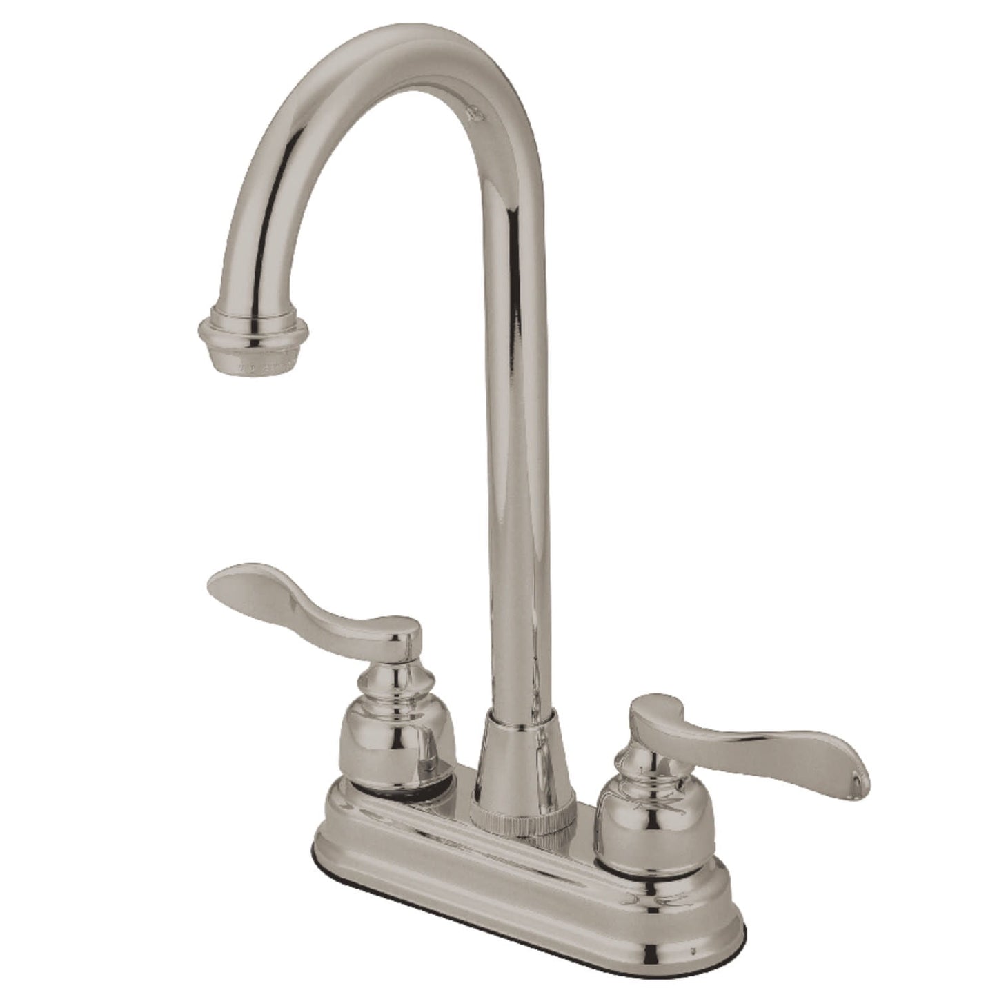 Kingston Brass NuWave Grifo de Bar Central Francés de 4", NÃquel Cepillado