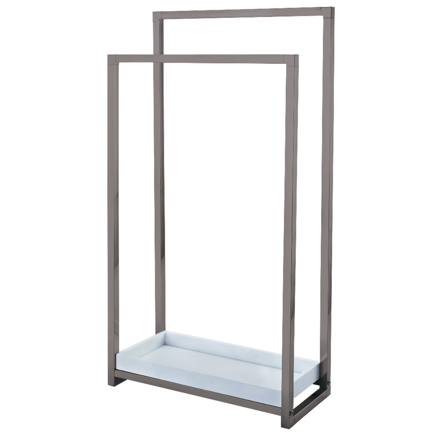Kingston Brass SCC8268 Edenscape 33-5/8 Inch Freestanding Pedestal 2-Tier Towel Rack with Wooden Shelf in Brushed Nickel