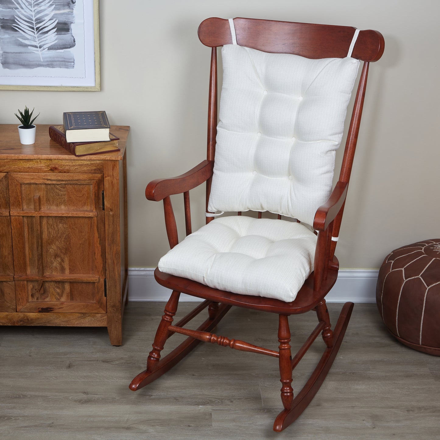Klear Vu Gripper Non-Slip Omega 2-Piece Rocking Chair Cushion Set, Ivory