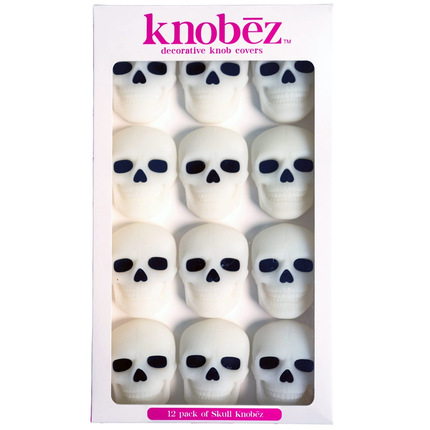 Knobēz: Decorative Cabinet Knob Covers - Skull - 12pk - Stretch Over Hardware Decorations, Spooky-Halloween-Fall-Seasonal, Kitchen-Bathroom-Dressers