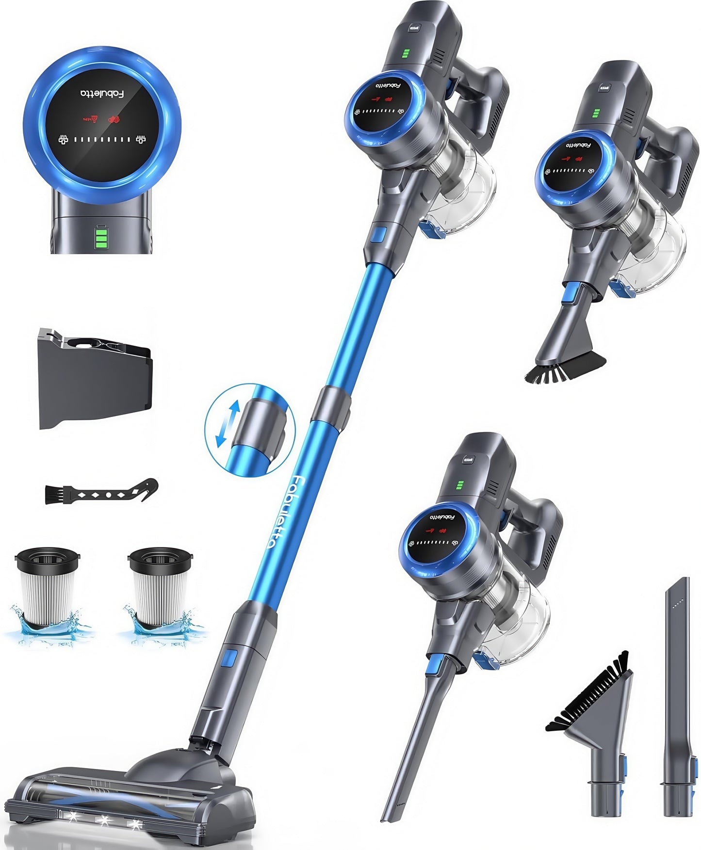 Lazyswan Cordless Vacuum Cleaner 35KPA 400W Stick Vacuum 50min 2200mAh for Home Pet Hair Car Carpet Hardwood Floor