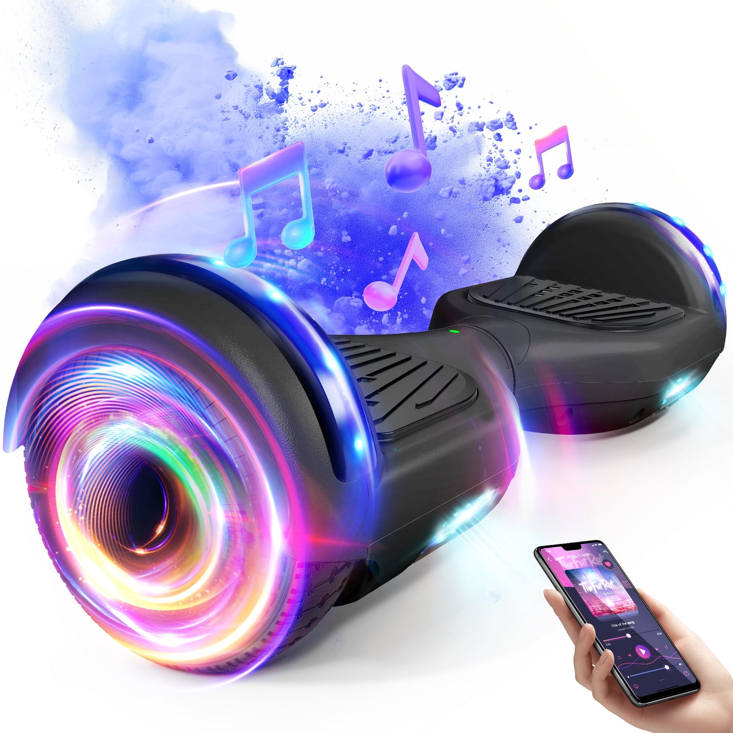 LIEAGLE Bluetooth Hoverboard 6.5" Two-Wheel Self Balancing Electric Scooter 24V 10MPH Hover Board with Lights for Kids Adults Green