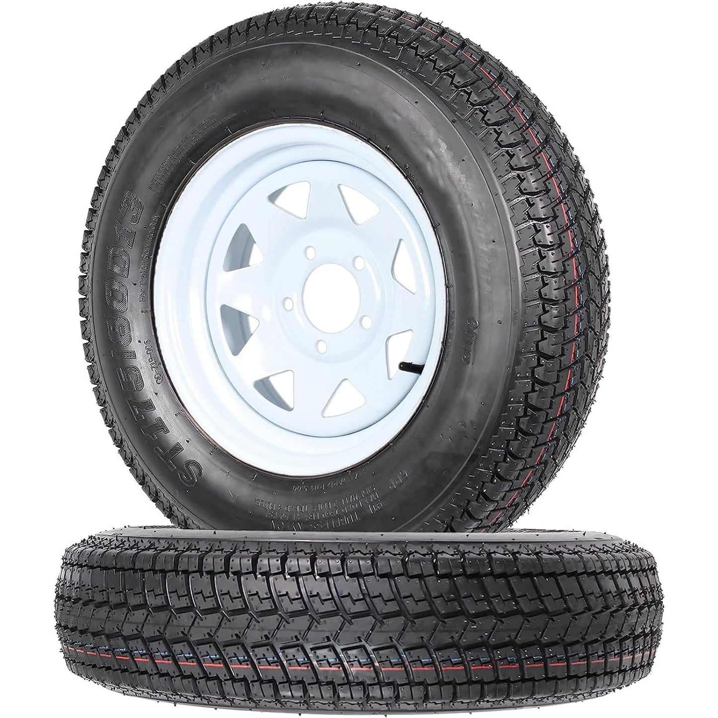 Ladcaser 2 Pack Trailer Tire with 13" Rims ST175/80D13 175 80D13, 5 Lug on 4.5", 6PR, Load Range C
