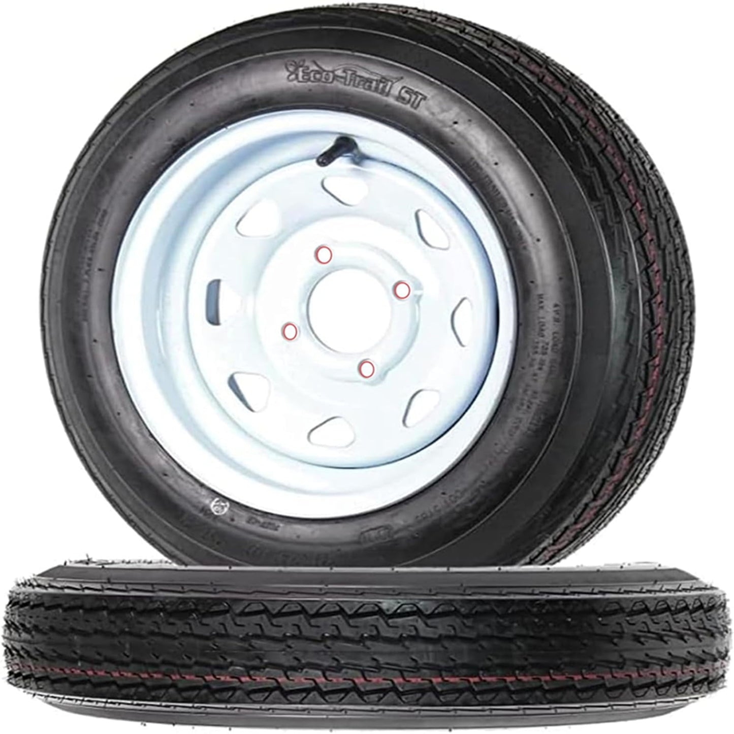 Ladcaser Set of 2 5.30-12 5.30x12 530-12 5.30-12 Trailer Tires with 12" Rims, 4 Lug on 4", Load Range C, 6-Ply PR, 1500lbs Load Capacity, Black
