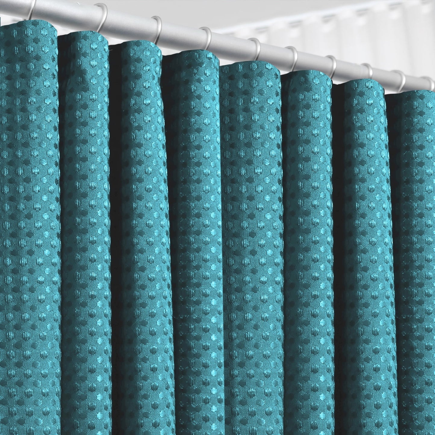 LammaLoe Teal Shower Curtain, Waffle Weave Heavy Duty Fabric Shower Curtain, 72†x 72" Hotel Luxury 256 GSM Bathroom Curtains