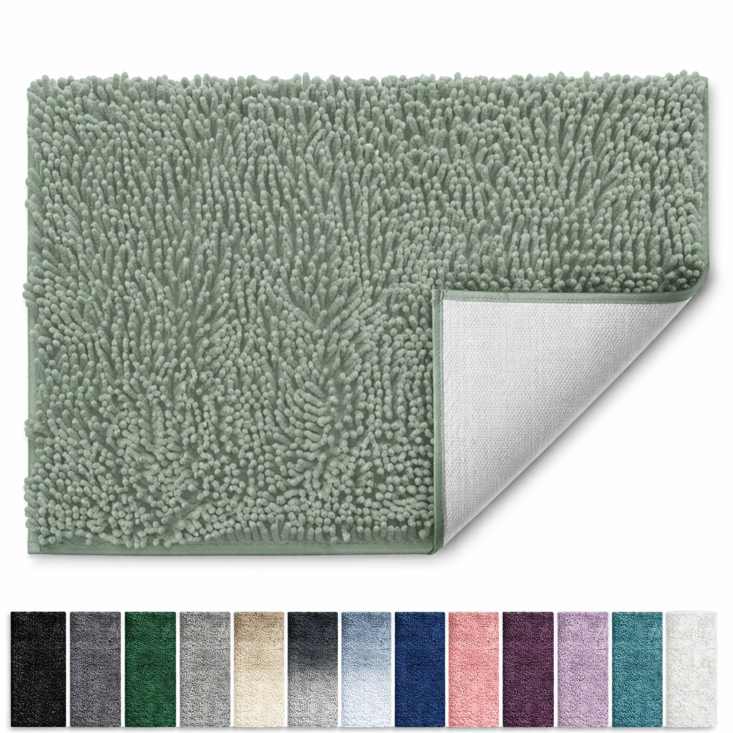 Lammaloe Chenille Bathroom Rugs Non Slip Bath Mat, 26"× 44" Ultra Absorbent, Bath Mats for Bathroom, Soft Sage