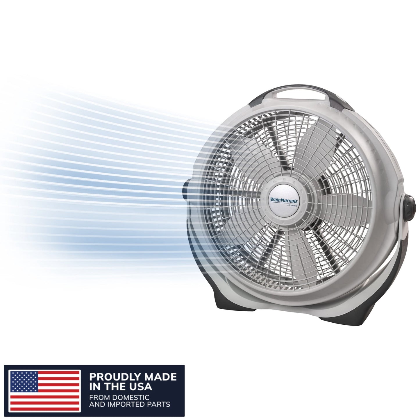 Lasko WindMachine 20" Large Floor Fan with Pivoting Head for Whole Room Cooling, 3-Speed High Performance Air Circulator Fan, Gray, A20301