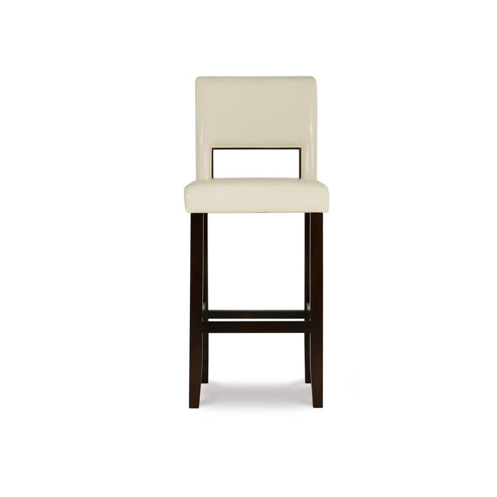 Linon Vega Banco de Bar de Madera Tapizado en Cuero Sintético Blanco de 30.5" Espresso Oscuro