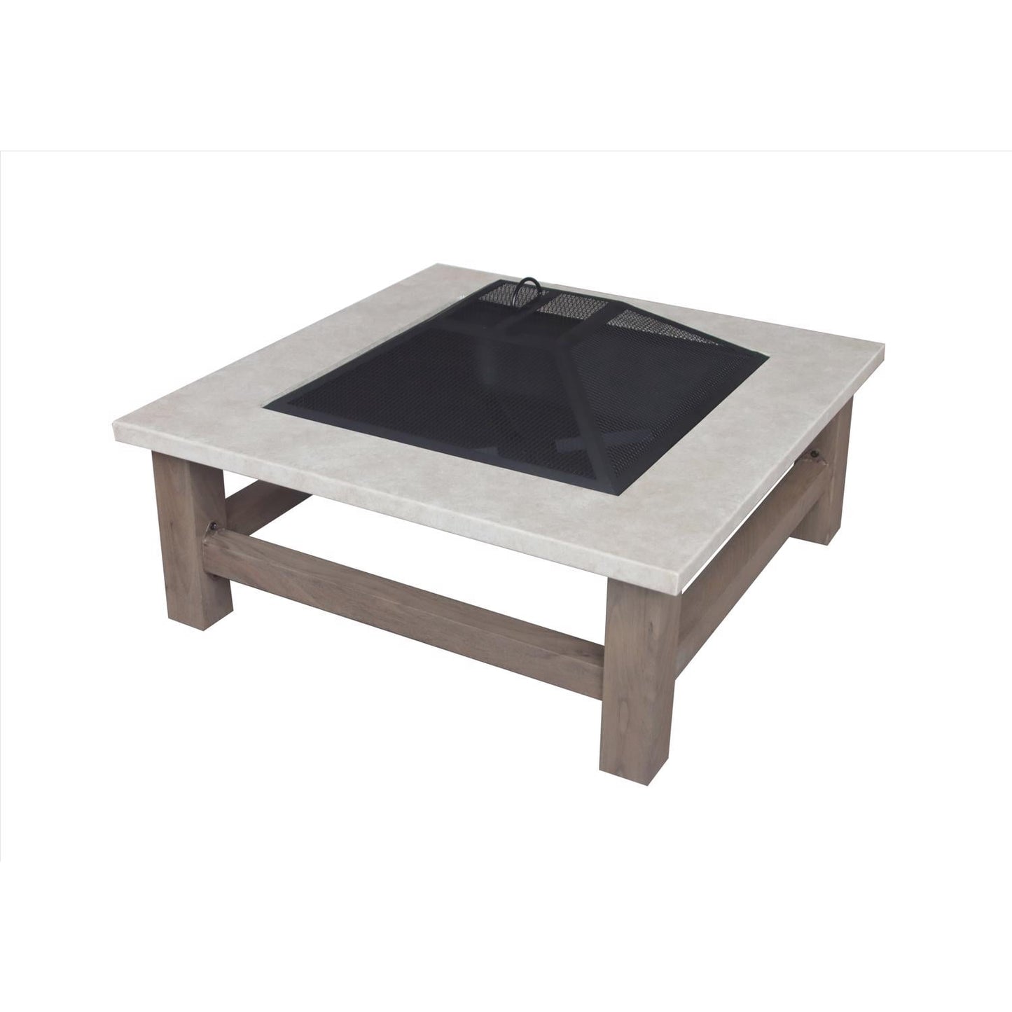 Living Accents Steel Modern Square Wood Fire Pit Brown 34"