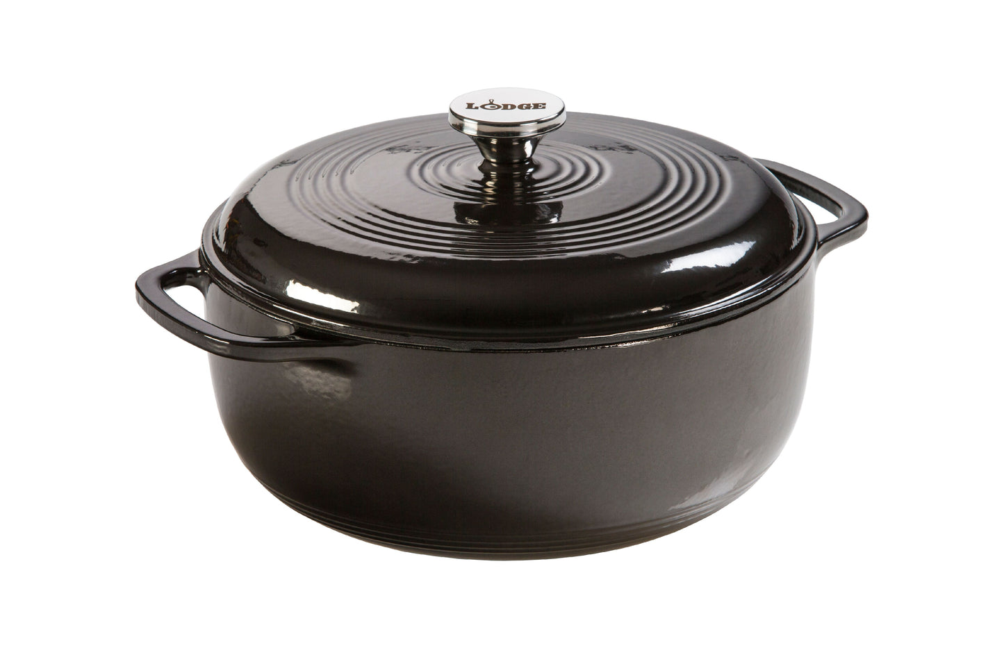 Lodge Cast Iron 6 Quart Enameled Dutch Oven, Midnight Chrome Black
