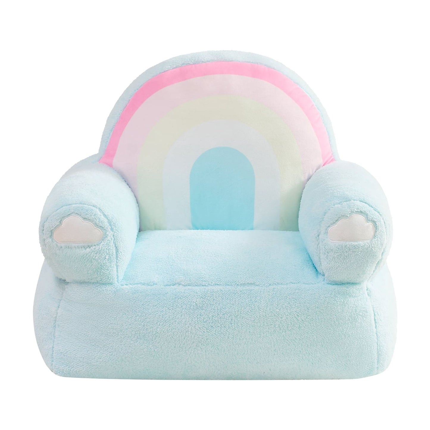 Lounge & Co Kids Rainbow Large Foam Filled Bean Bag Chair, Blue Plush, 25" W x 20" D x 23" H