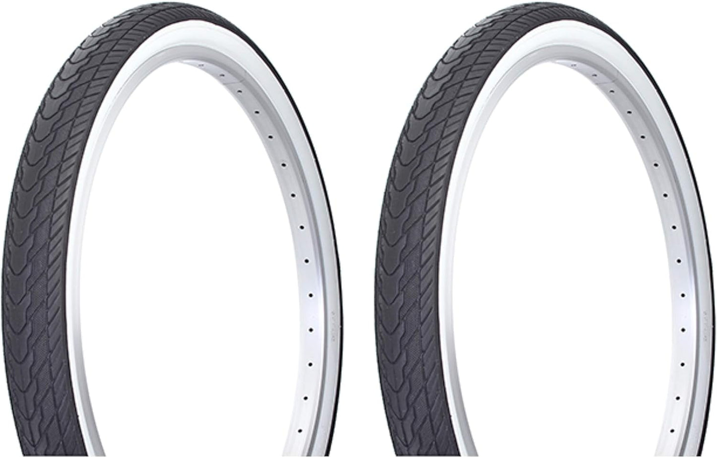Lowrider Tire Set. 2 Tires. Two Tires Duro 26" x 2.125" Black/White Side Wall DB-7053.