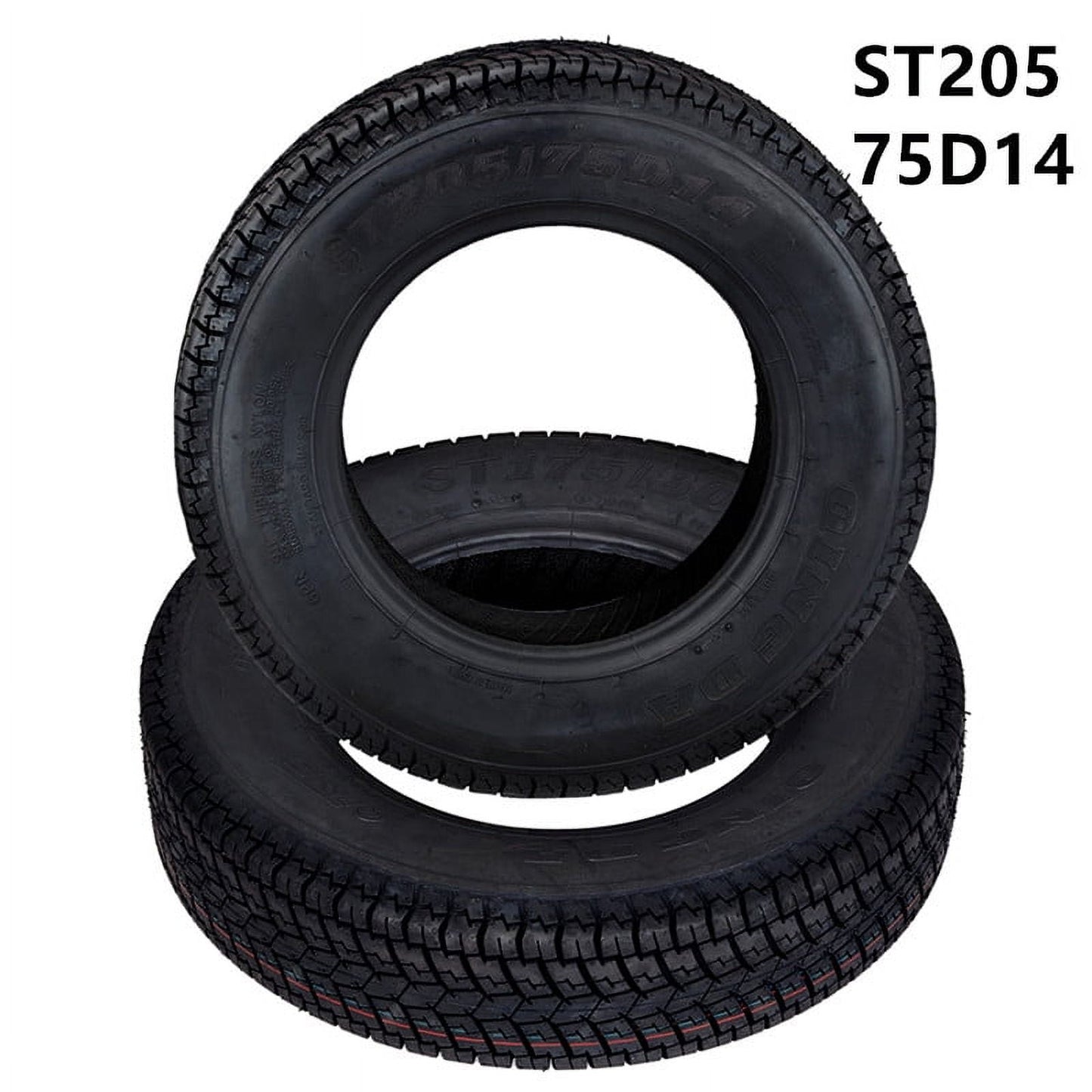 M optimized 2 Pack ST205/75D14 Trailer Tires 6PR Load Range C 14in Fuel-saving Designed Trailer Tires 205 75 14 for Travel, Camper, Landscape, Cargo, Utility, Boat, Farm, Hauler Trailer, Black