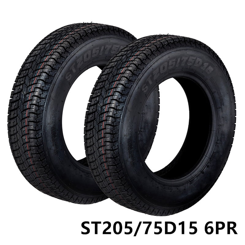 M optimized 2 Pack ST205/75D15 Trailer Tires 6PR Load Range C 15in Fuel-saving Designed Trailer Tires 205 75 15 for Travel, Camper, Landscape, Cargo, Utility, Boat, Farm, Hauler Trailer, Black