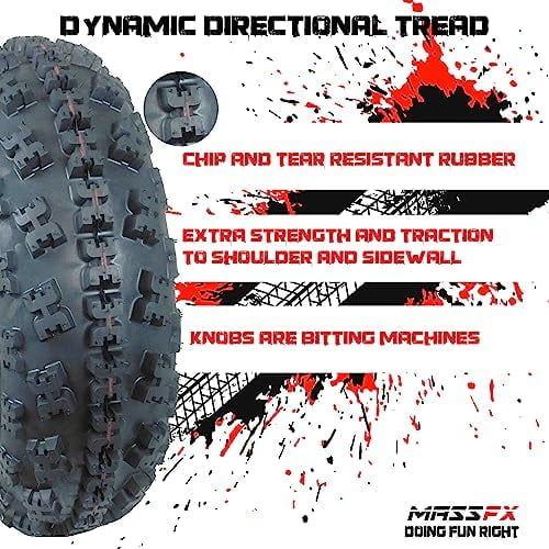 MASSFX 19x7-8 Tire for Sport Quad All-Terrain (ATV), Utility-Task (UTV), and Side-by-Side (SxS) Vehicles - 4-Ply with 1/4" Tread Depth 19x7x8 (2 Pack)