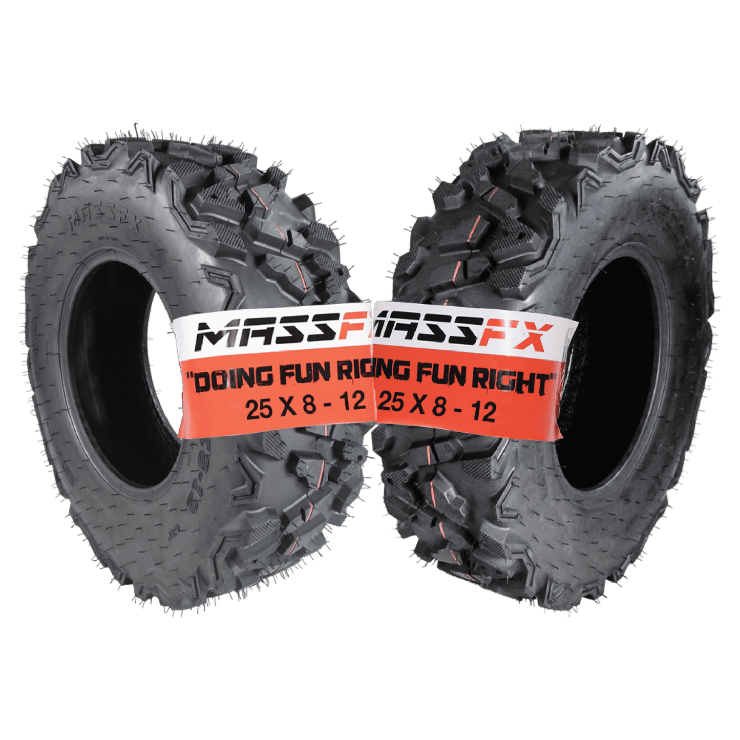 MASSFX 25x8-12 Front Off-Road Tire for All-Terrain (ATV), Utility Task (UTV), & Side-by Side (SXS) Vehicles 25/8-12 (2 Pack)
