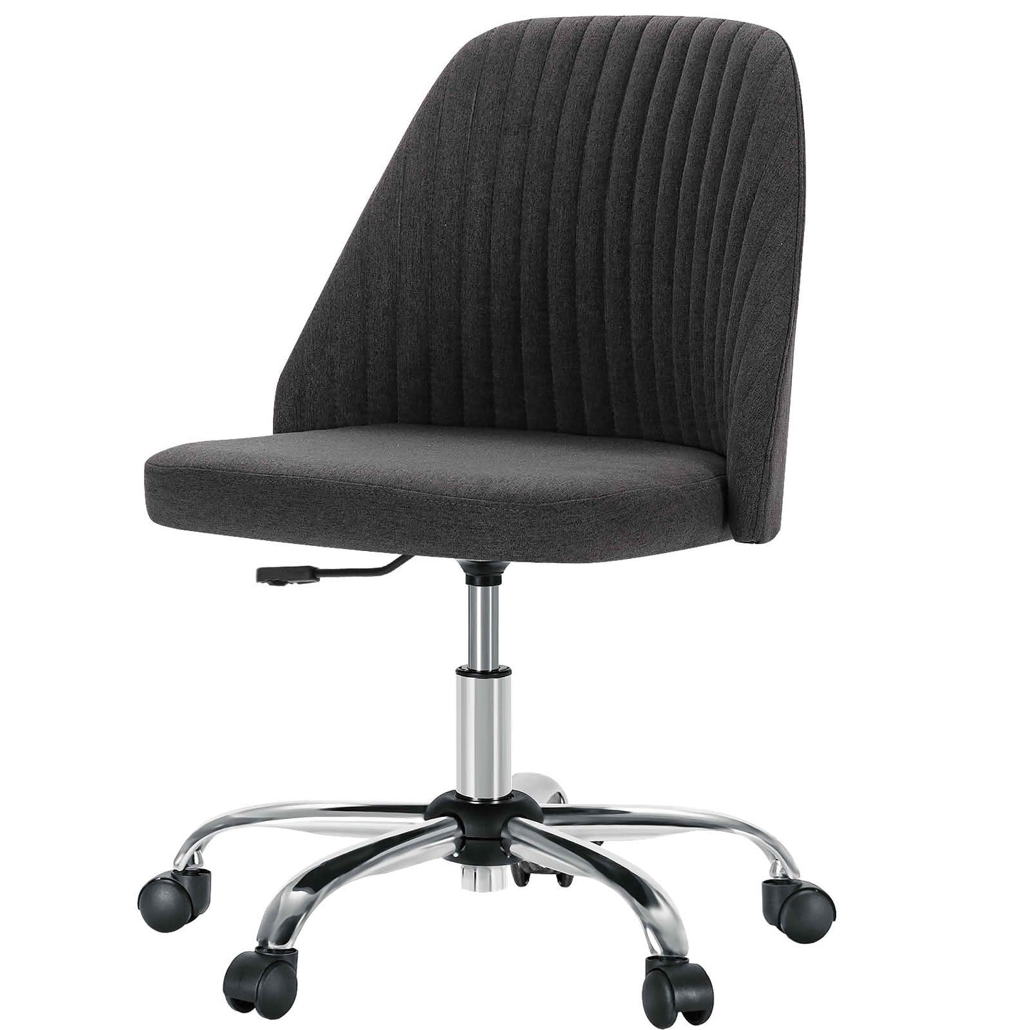 MAYEERTY Modern Fabric Armless Office Desk Chair, 360° Swivel Height Adjustable Rolling Vanity Chair with Wheels