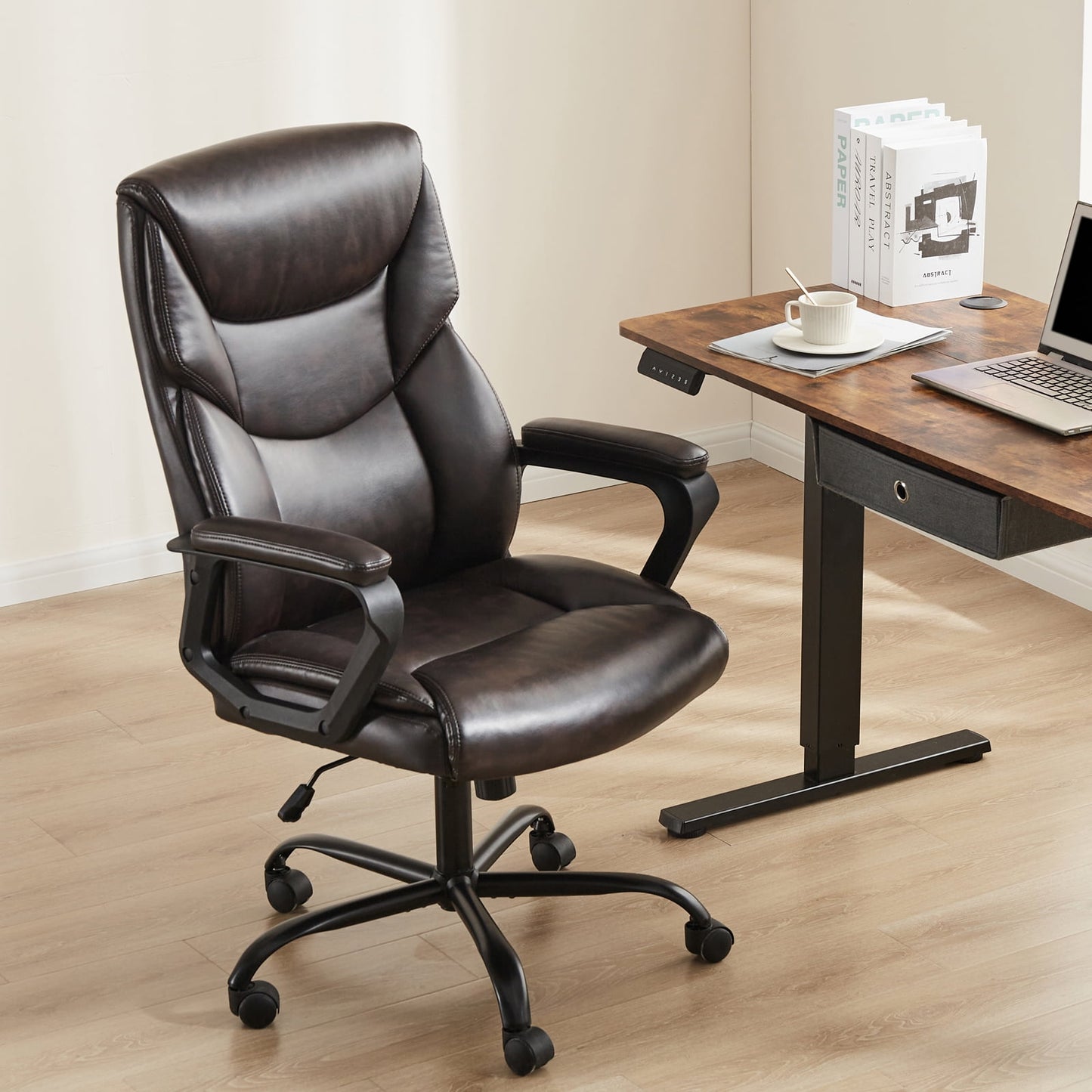MAYEERTY Armless Office Desk Chair, Fabric Padded Modern Swivel,Height Adjustable Wide Seat Computer Task Vanity Chair for Home Office,Mid Back Accent Chair,Gray