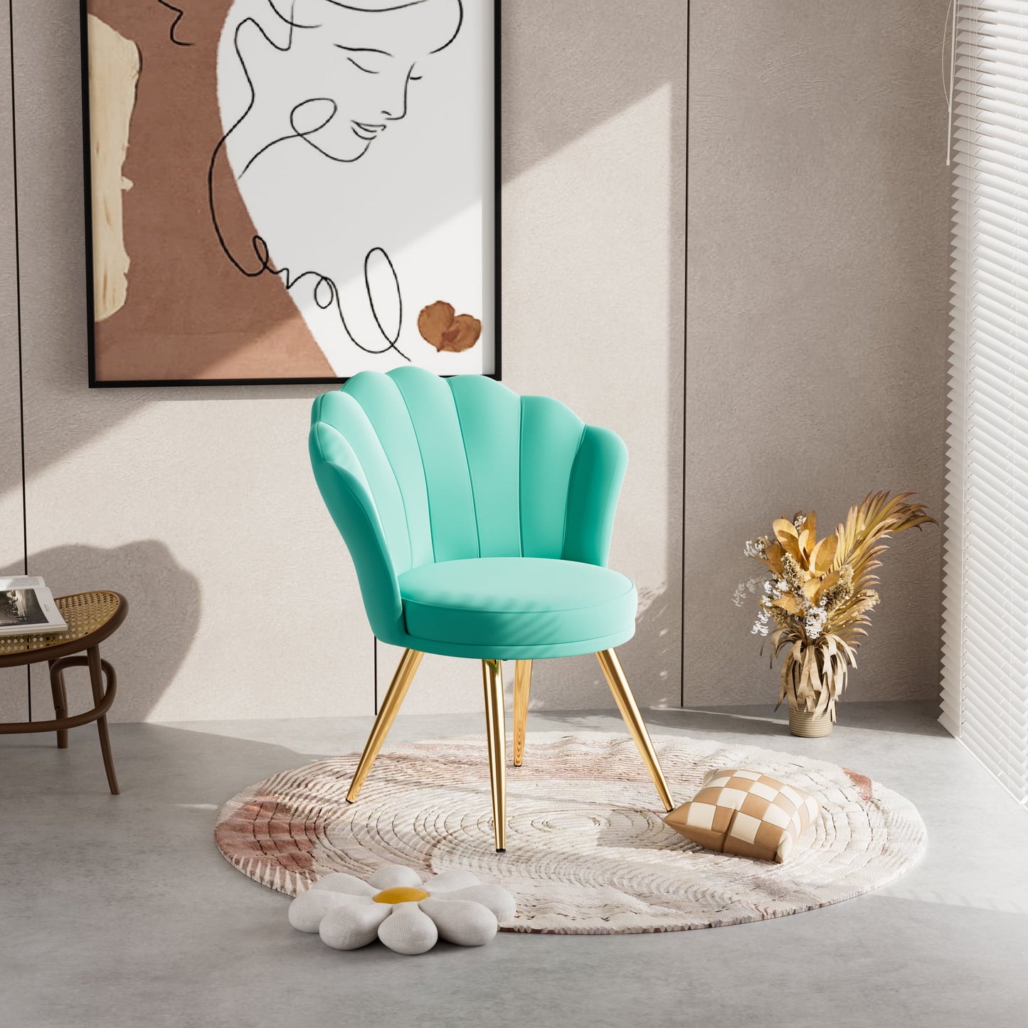 MOONMISS Velvet Modern Accent Chair with Gold Metal Legs, Upholstered Beauty Chair for Bedroom, Makeup Room