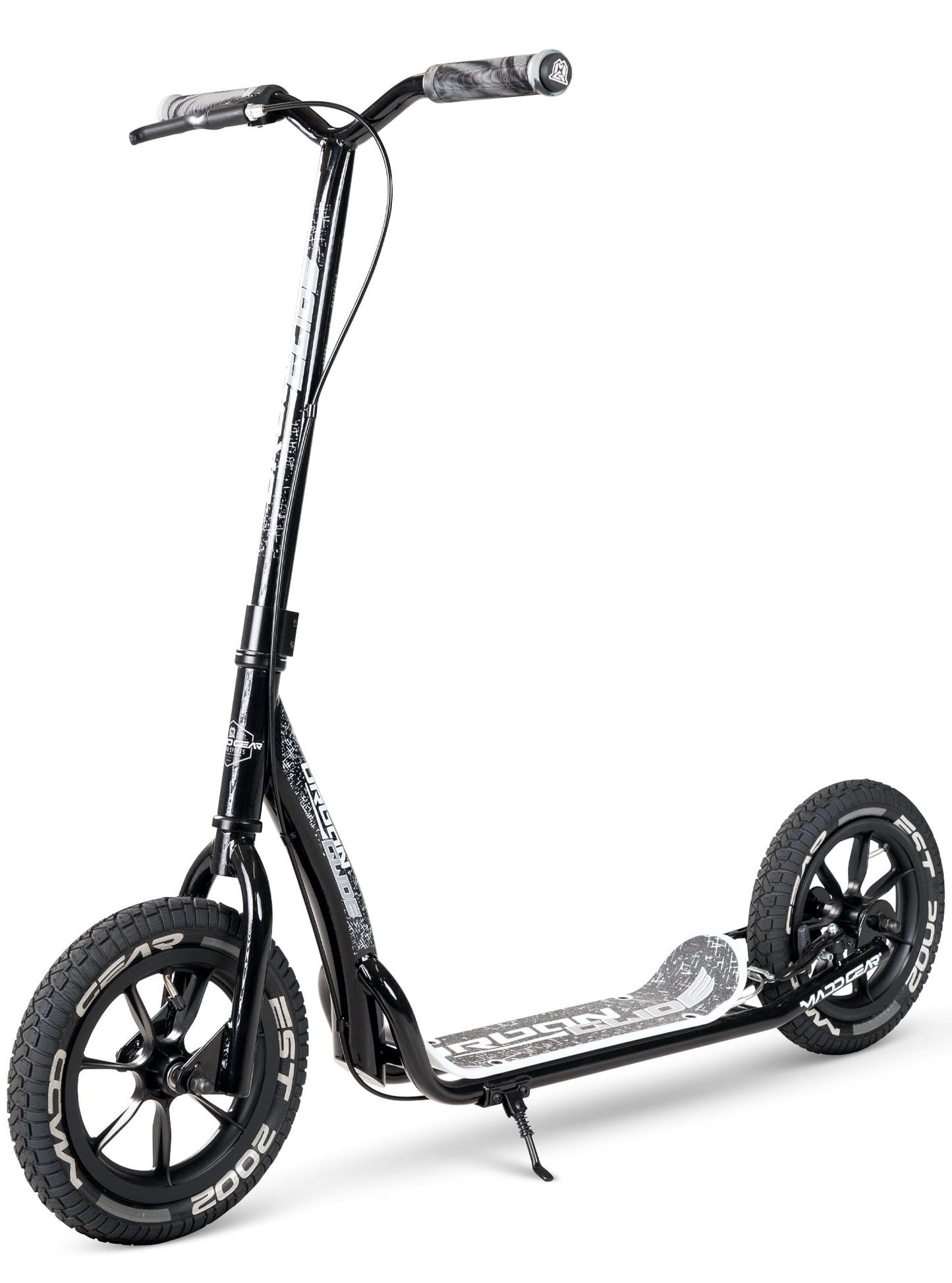 Large Kick Scooter for Adults & Teens – 12" Air-Filled Tires, Wide Deck, Handbrake, Kickstand – Madd Gear Urban Glide - Grey / Red