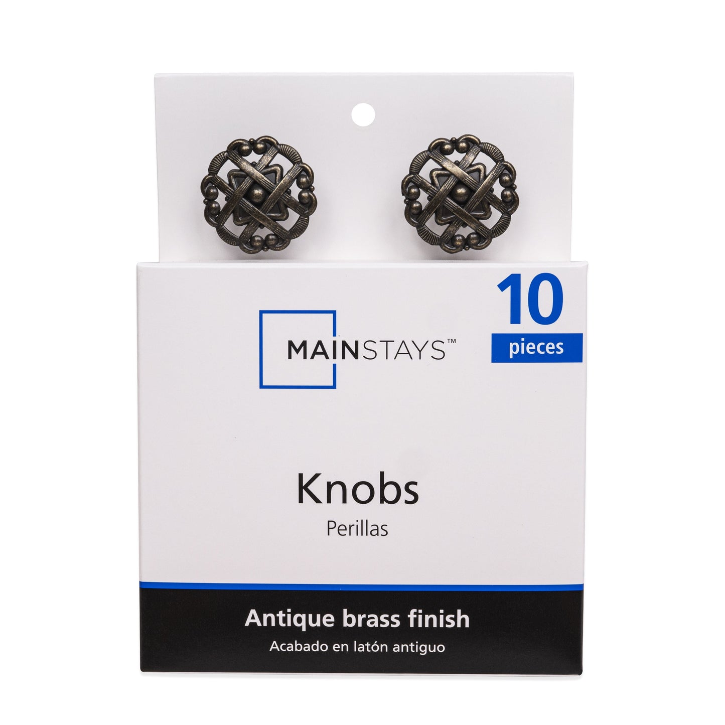 Mainstays Perilla de Gabinete Tejida de 1-10/16" (41mm), Latón Antiguo, Paquete de 10