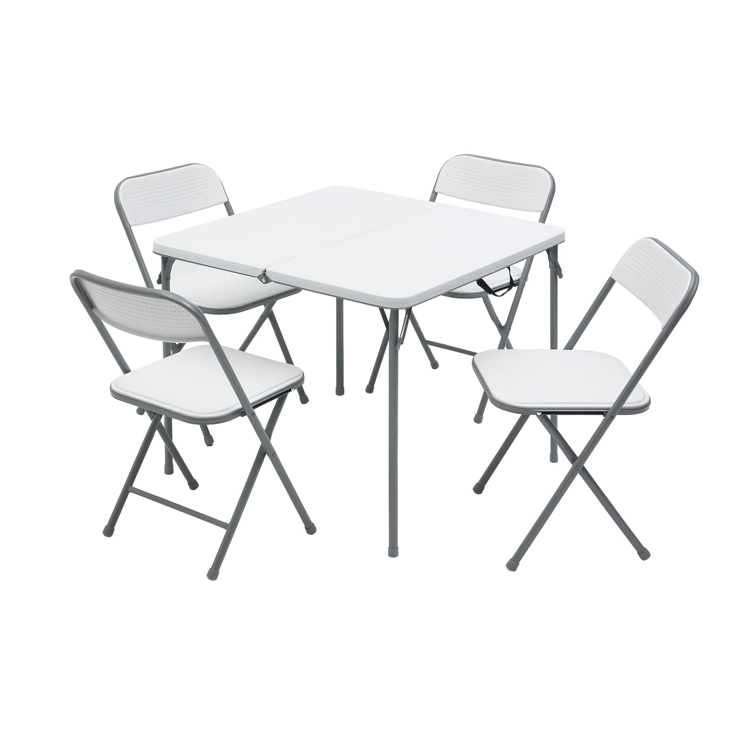 Mainstays 5-Piece 34" Square Centerfold Folding Card Table and 4 Folding Chairs Set, White