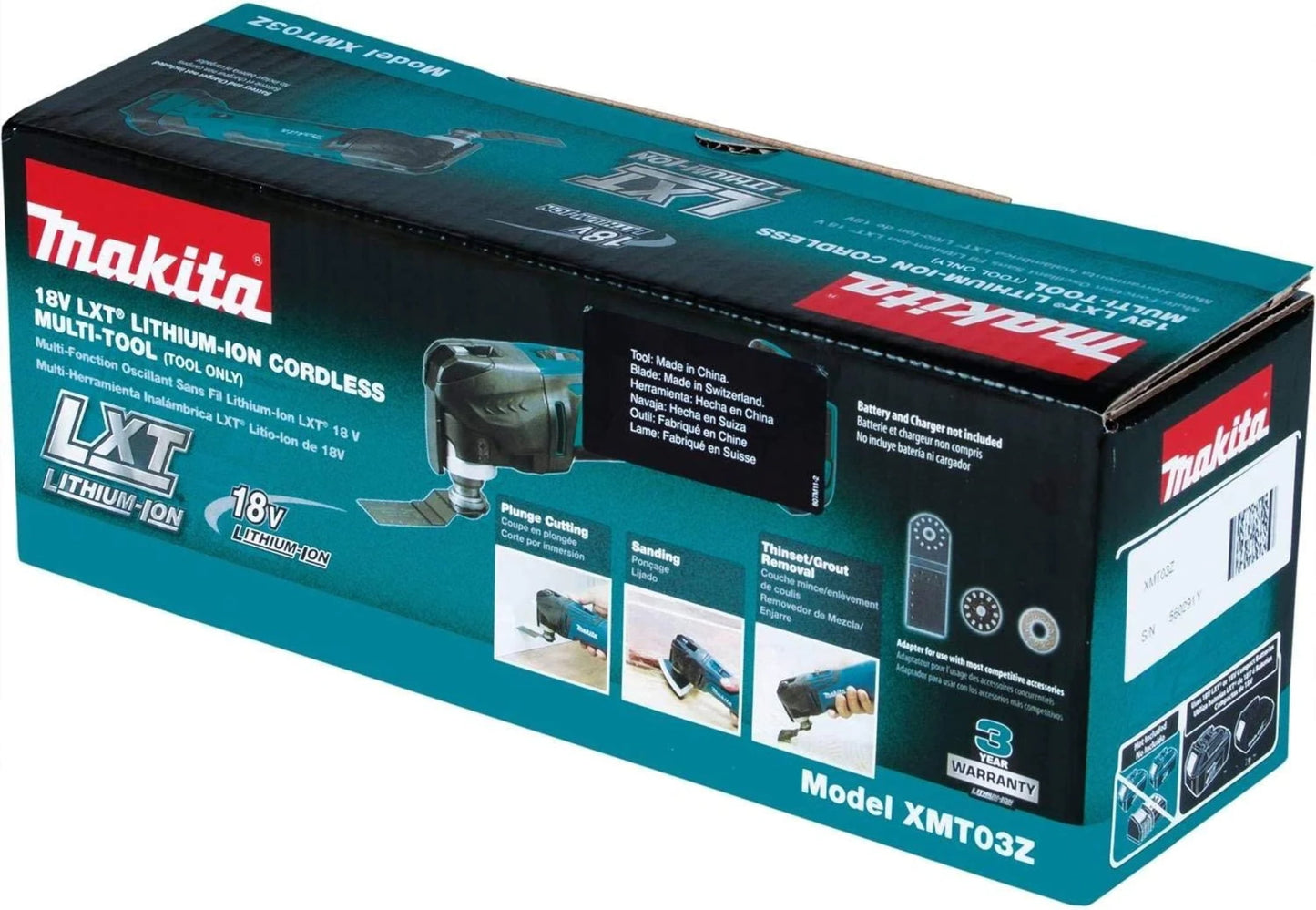 Makita XMT03Z 18V LXT Lithium Ion Cordless Oscillating Multi Tool, Tool Only