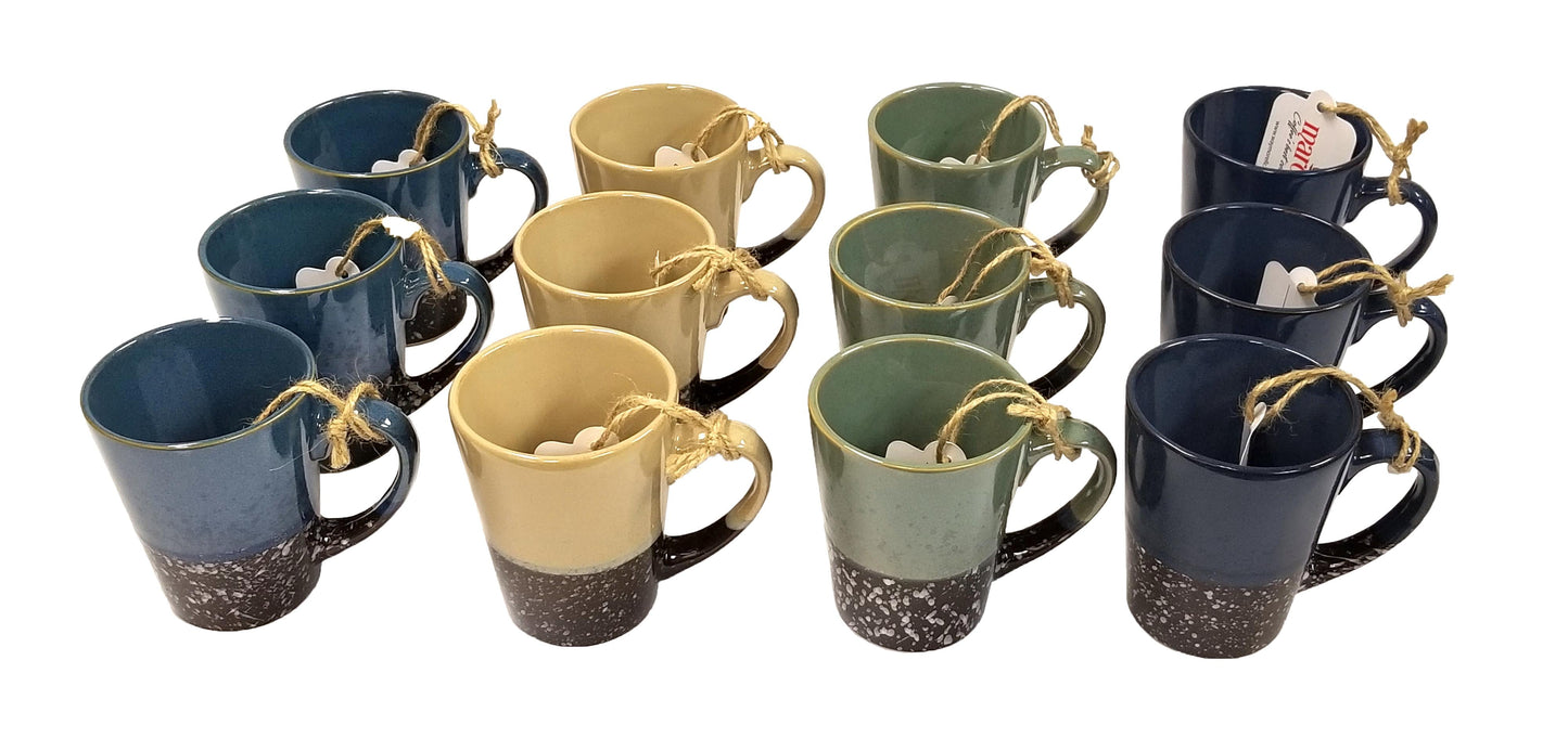 Marcelle Ceramic Coffee Mug, 11 oz, 12 Pack, 4 Assorted Colors