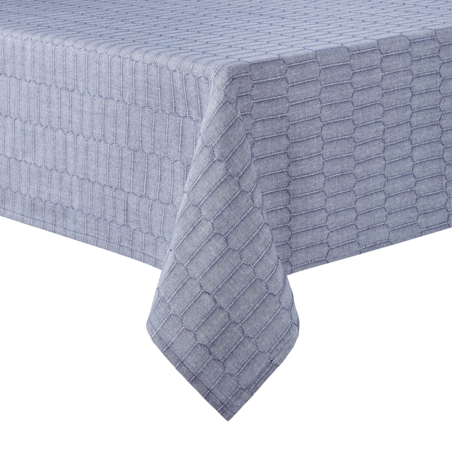 Martha Stewart Honeycomb Modern Farmhouse Fabric Tablecloth, Blue, 60"x120"
