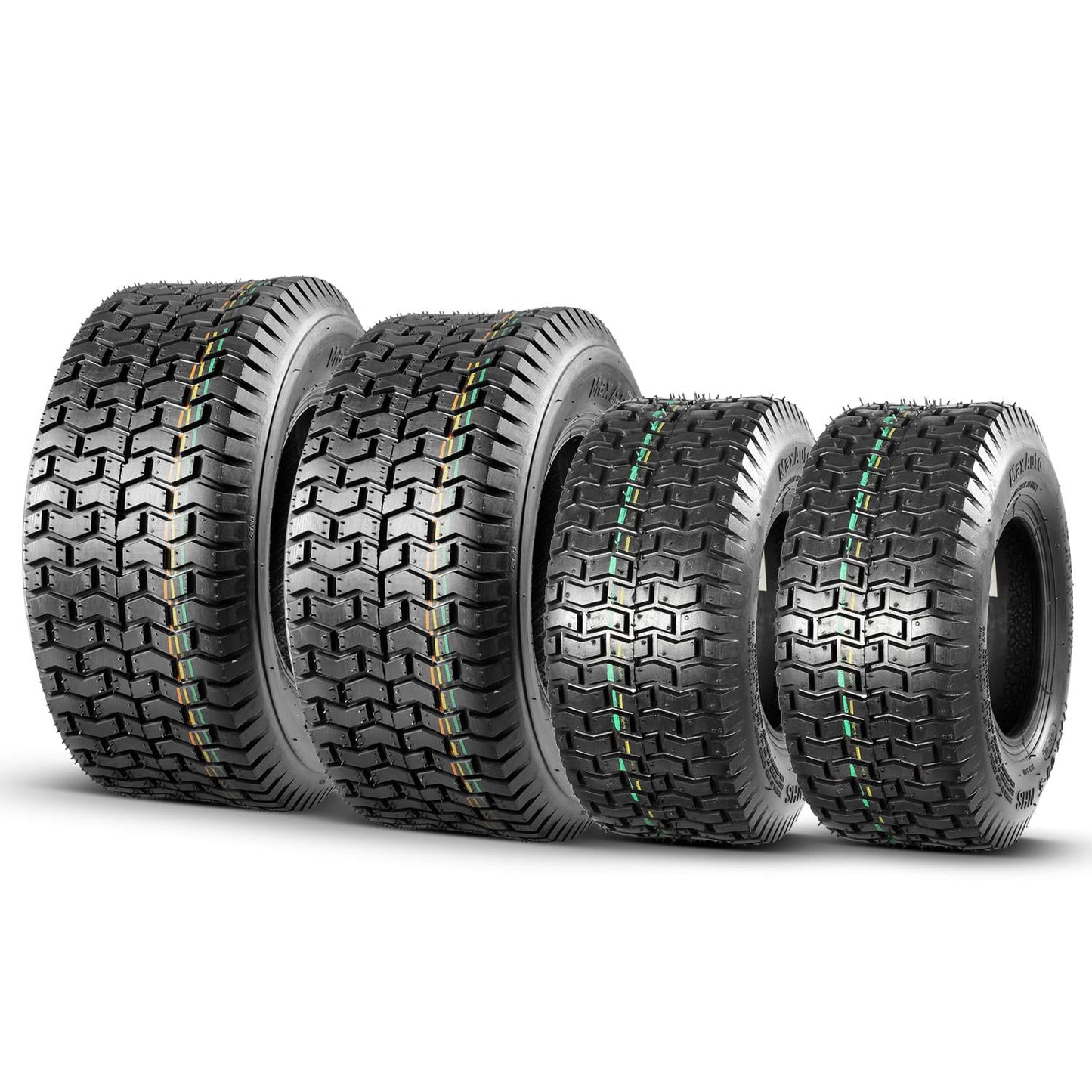 MaxAuto Set of 4 11x4.00-5 Front Lawn Mower Tires & 16X6.50-8 Rear Turf Tires, 4PR Tubeless