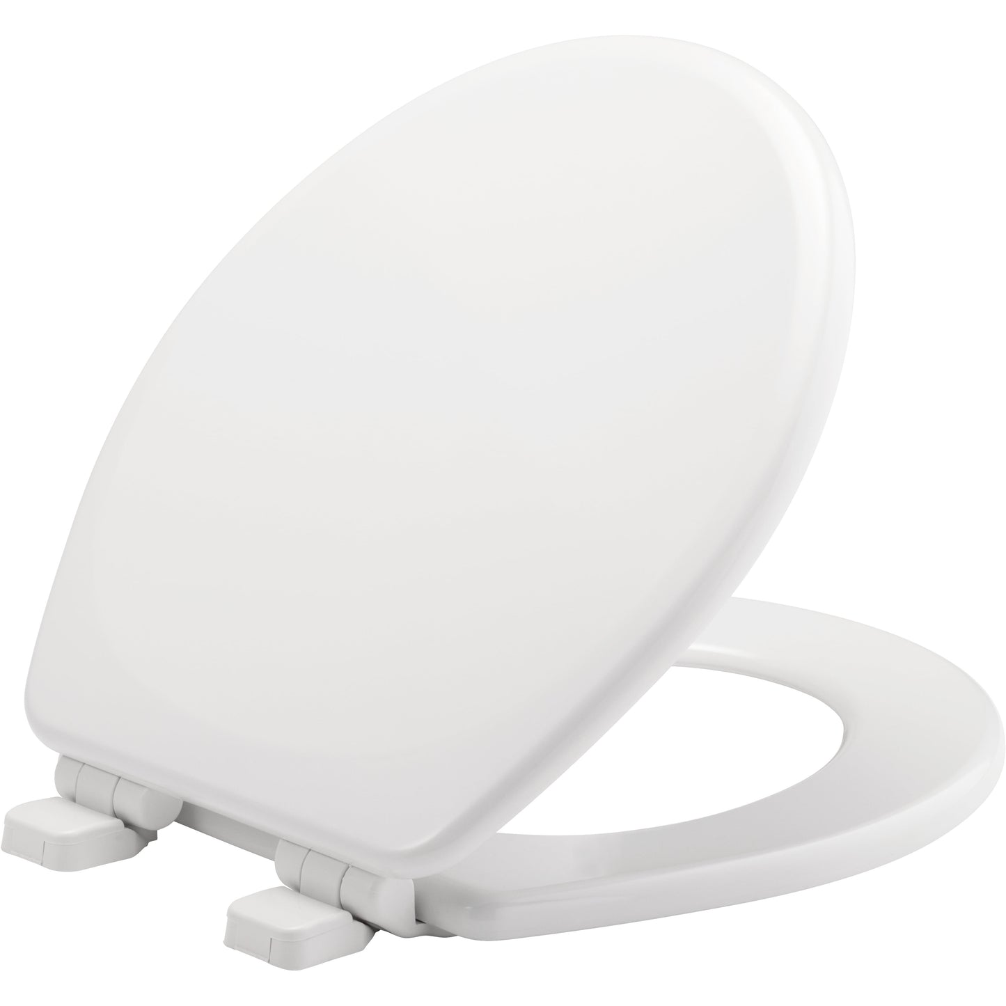 Mayfair Lannon® Slow Close Round Enameled Wood Toilet Seat in White Adjustable and Never Loosens