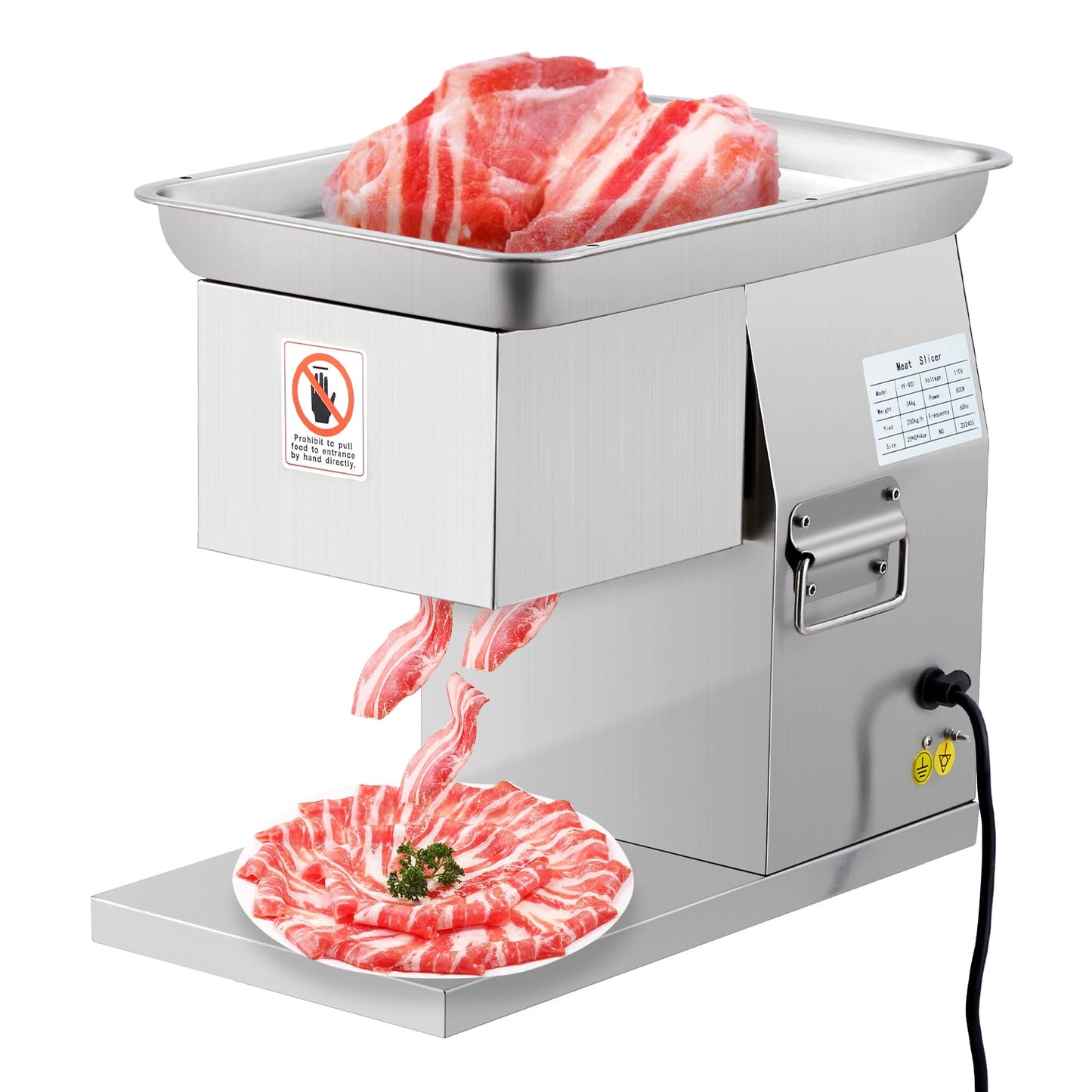 Meat Cutter Machine,Commercial Meat Cutting Machine,110V Meat Cutter With 3mm Detachable Stainless Steel Blade,800W High-Power Pure Copper Motor,Meat Slicer for Boneless Meat Soft Vegetables