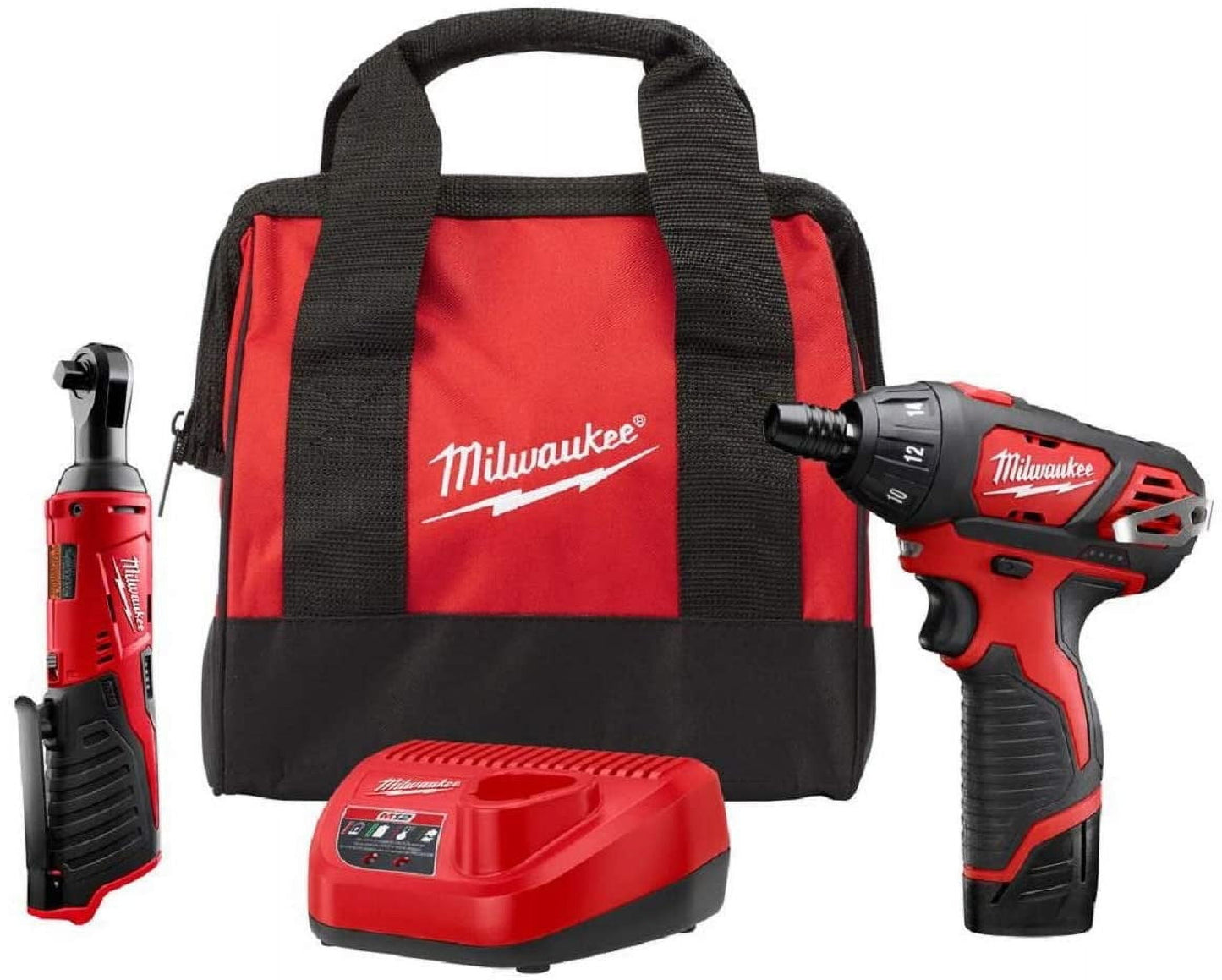 Milwaukee 2401-21R M12 12V Cordless 3/8" Ratchet, 1/4" Screwdriver Combo Kit