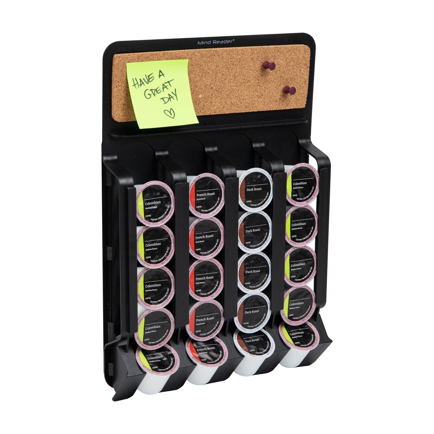 Mind Reader Organizador de Pods Montado en la Pared, Capacidad para 20 Pods, Magnético O Adhesivo, Negro
